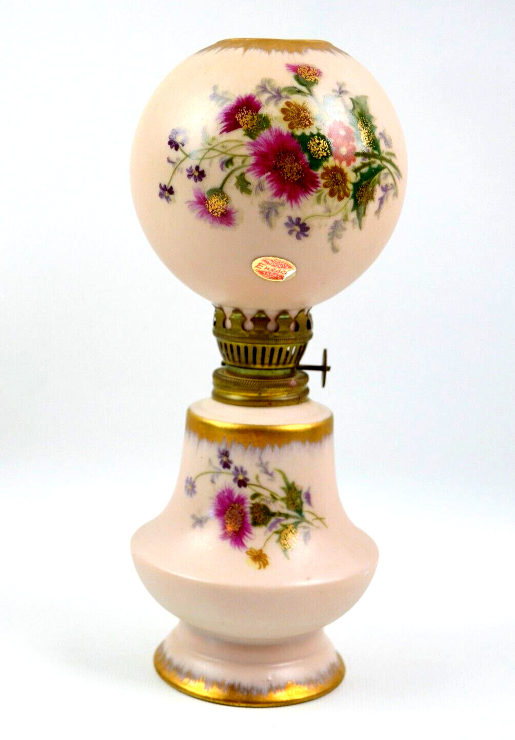 Vintage Enesco Double Globe Oil Lamp Floral Pattern