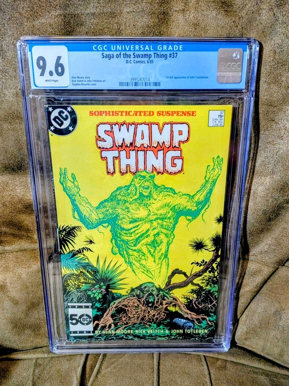 CGC 9.6 Saga Of The Swamp Thing #37 First Appearance John Constantine White Pgs