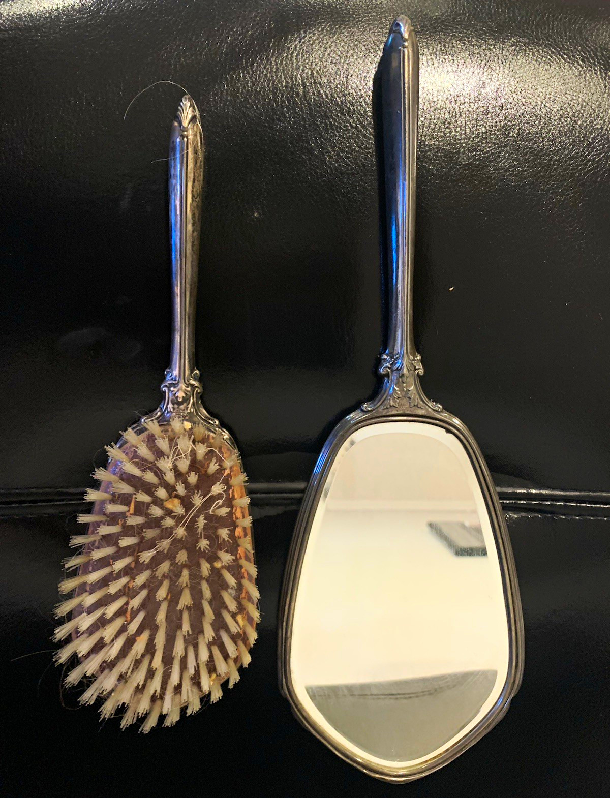 Beautiful Antique Webster Co. Sterling Silver 2-Piece Dresser Vanity Set - Hand