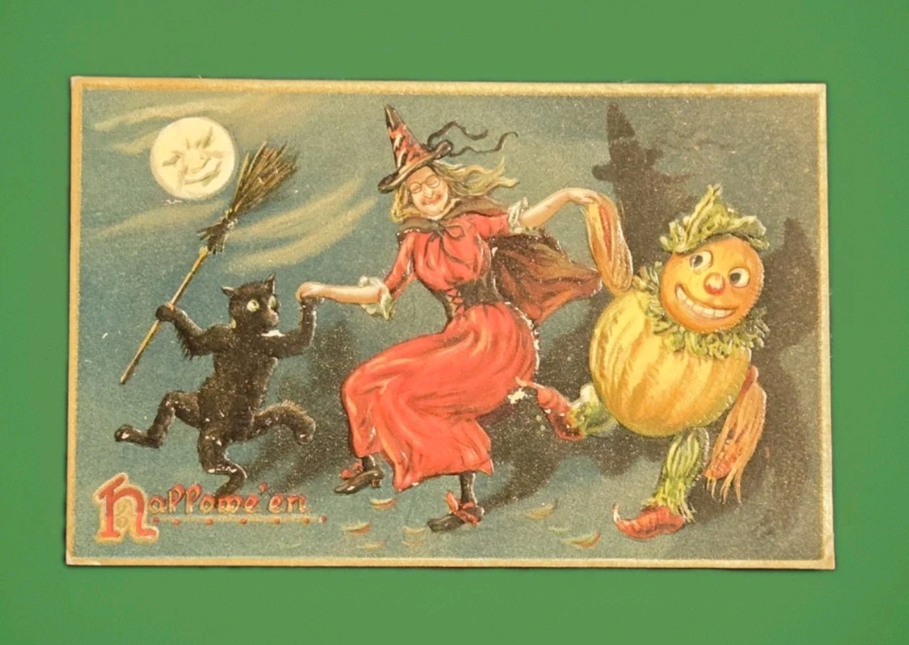 Vintage TUCK\'S Halloween Postcard No.150 Children Dunking for Apples JOL 1908