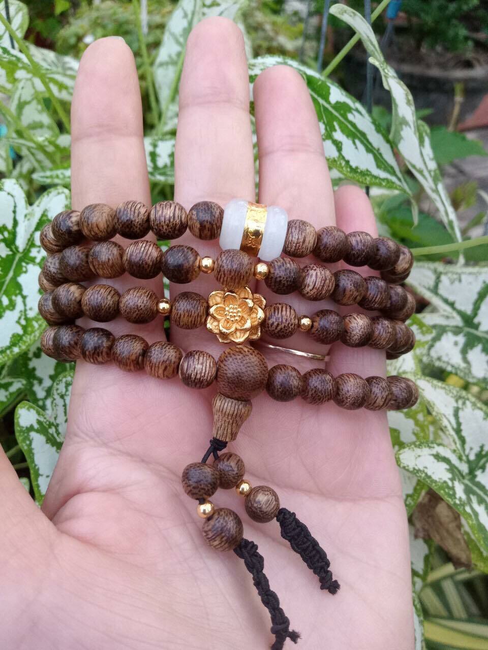 VN Natural agarwood bracelet mix charm delicate Lotus good luck peace luxury 