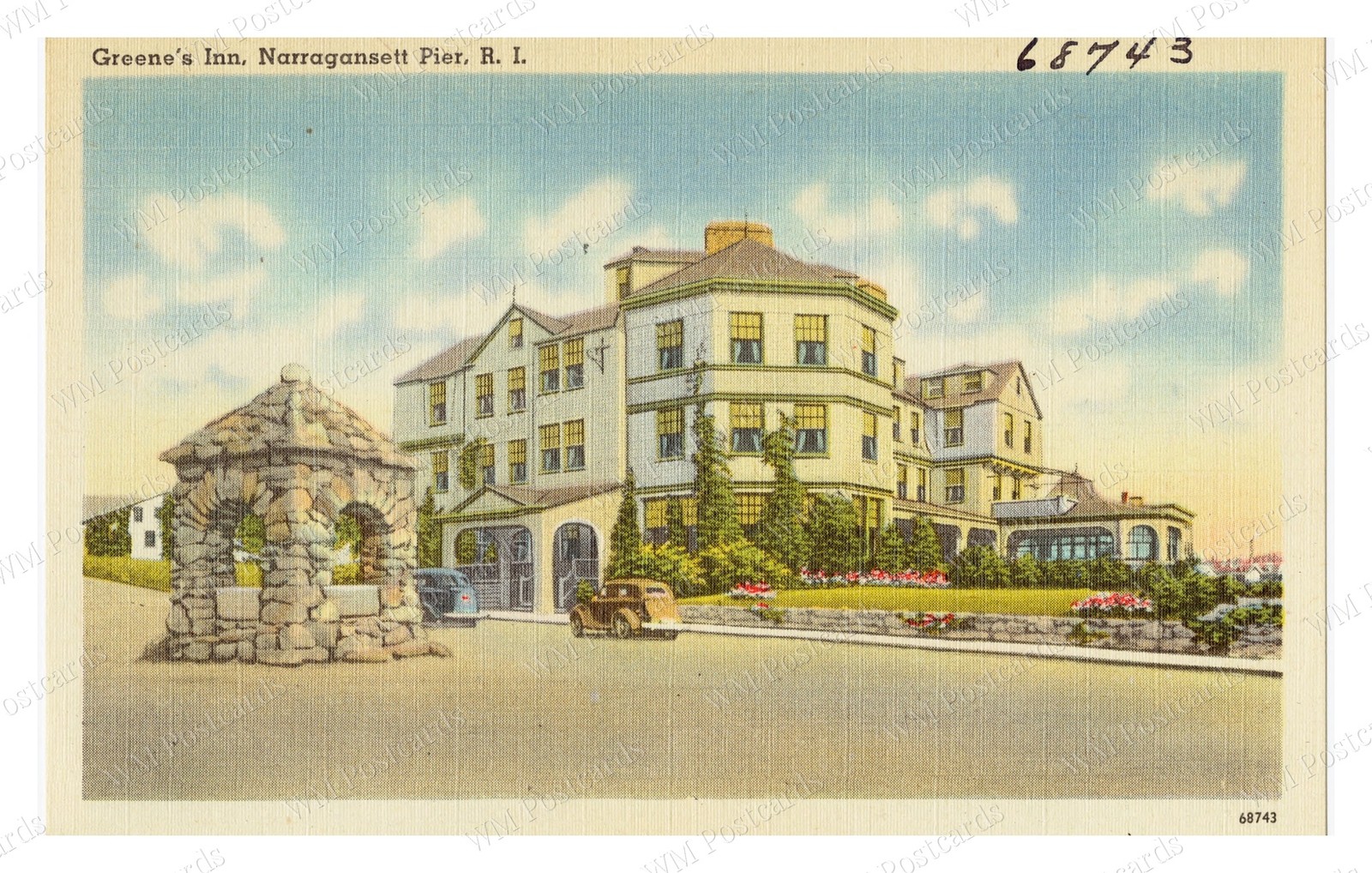 Narragansett Rhode Island 1930s Greene\'s Inn Hotel Standard Postcard