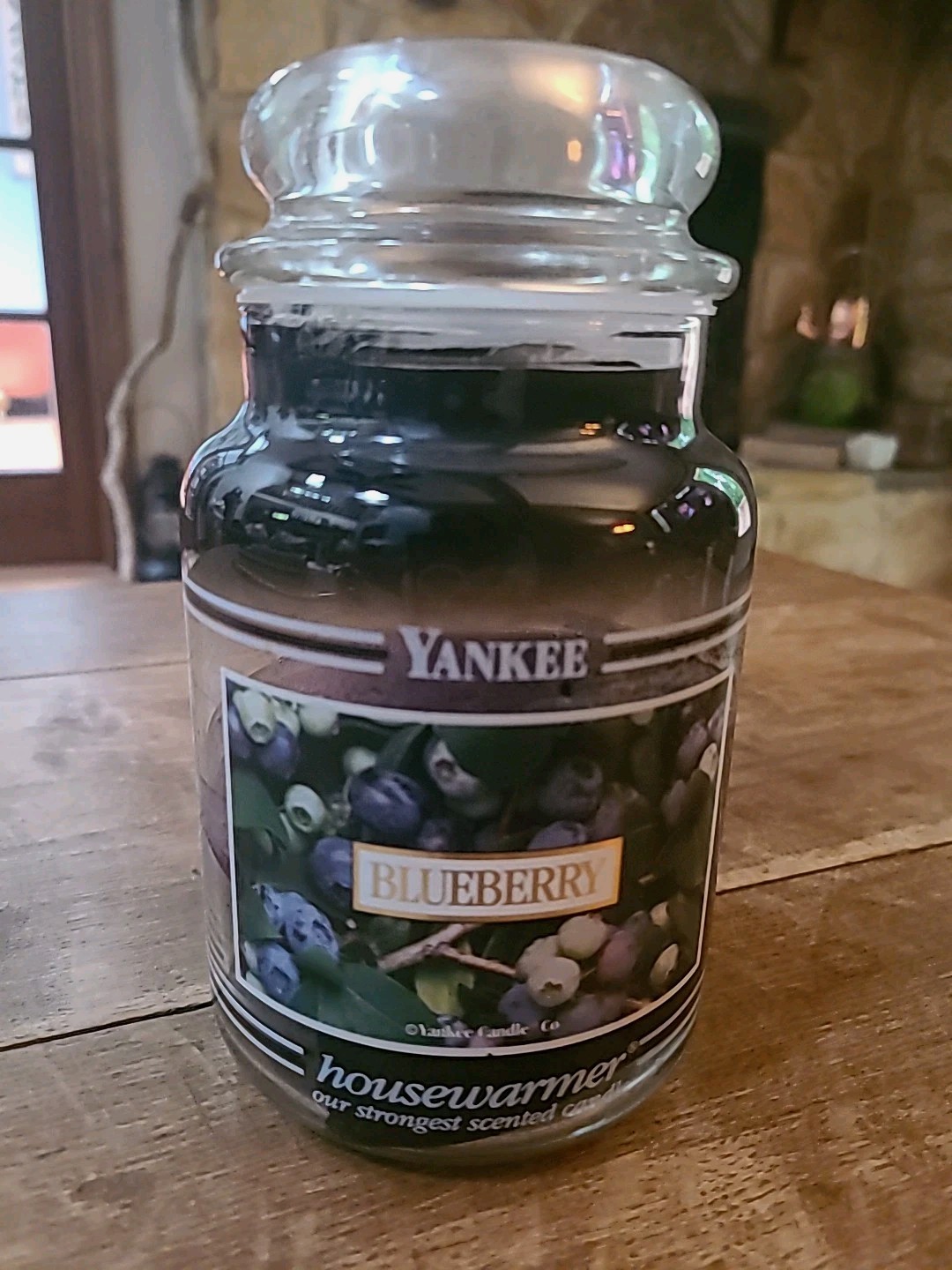 Vtg Yankee Candle Black Band Blueberry Candle 22 Oz Jar Retired USED