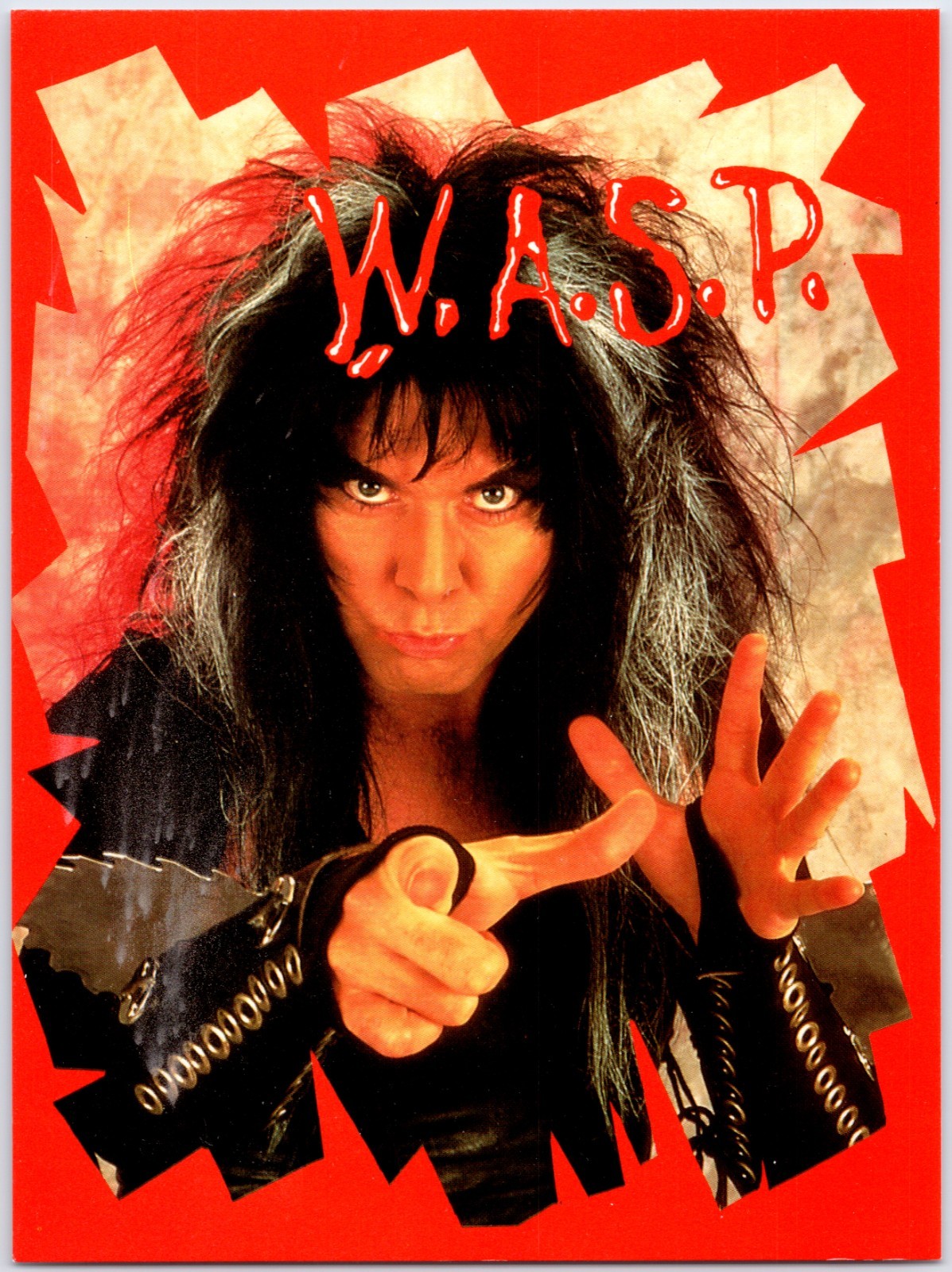 VINTAGE W.A.S.P. BLACKIE LAWLESS 1987 ATHENA HEAVY METAL MUSIC POSTCARD OY