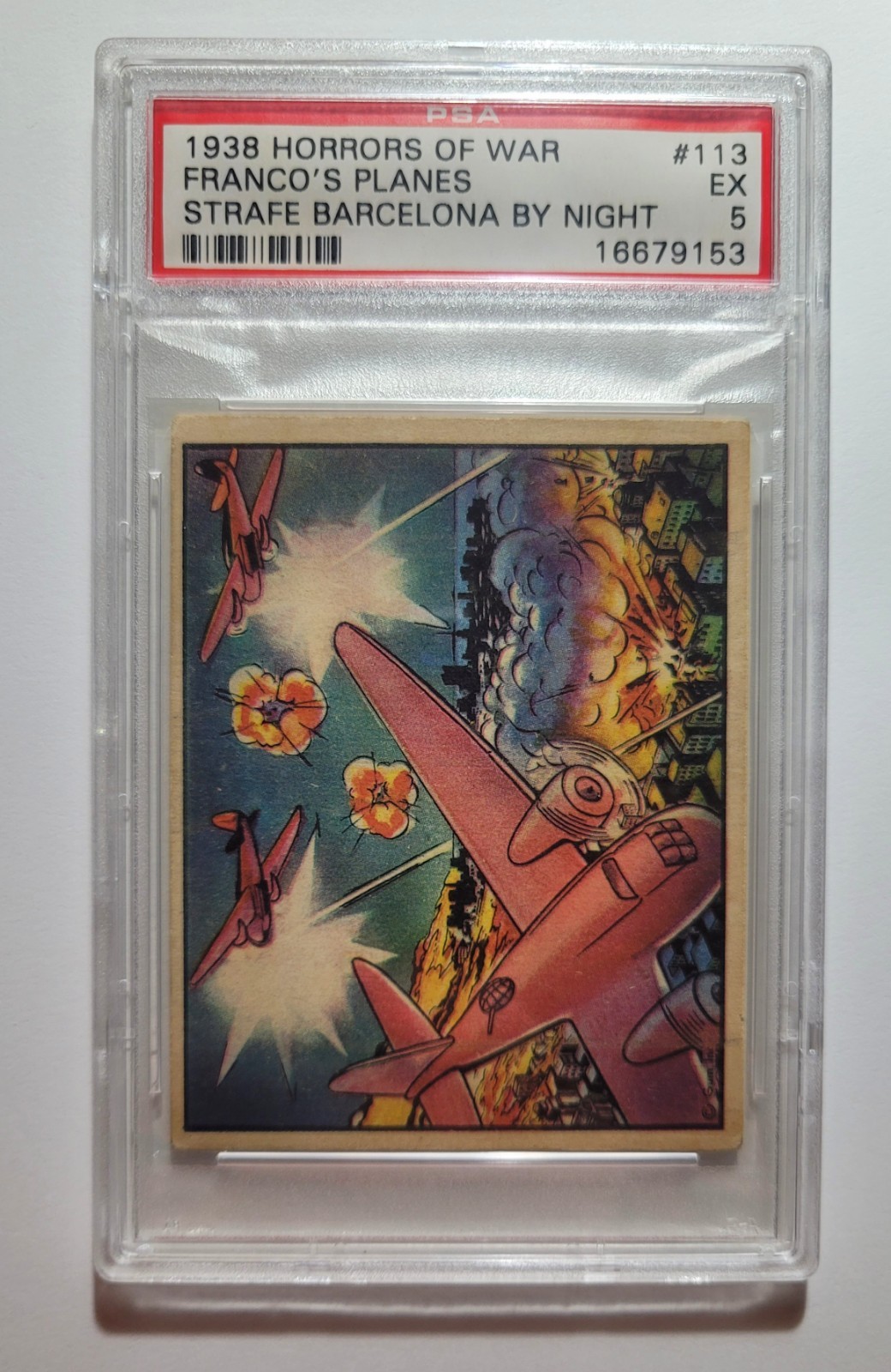 1938 Horrors Of War #113 Franco's Planes Strafe Barcelona By Night PSA 5 EX