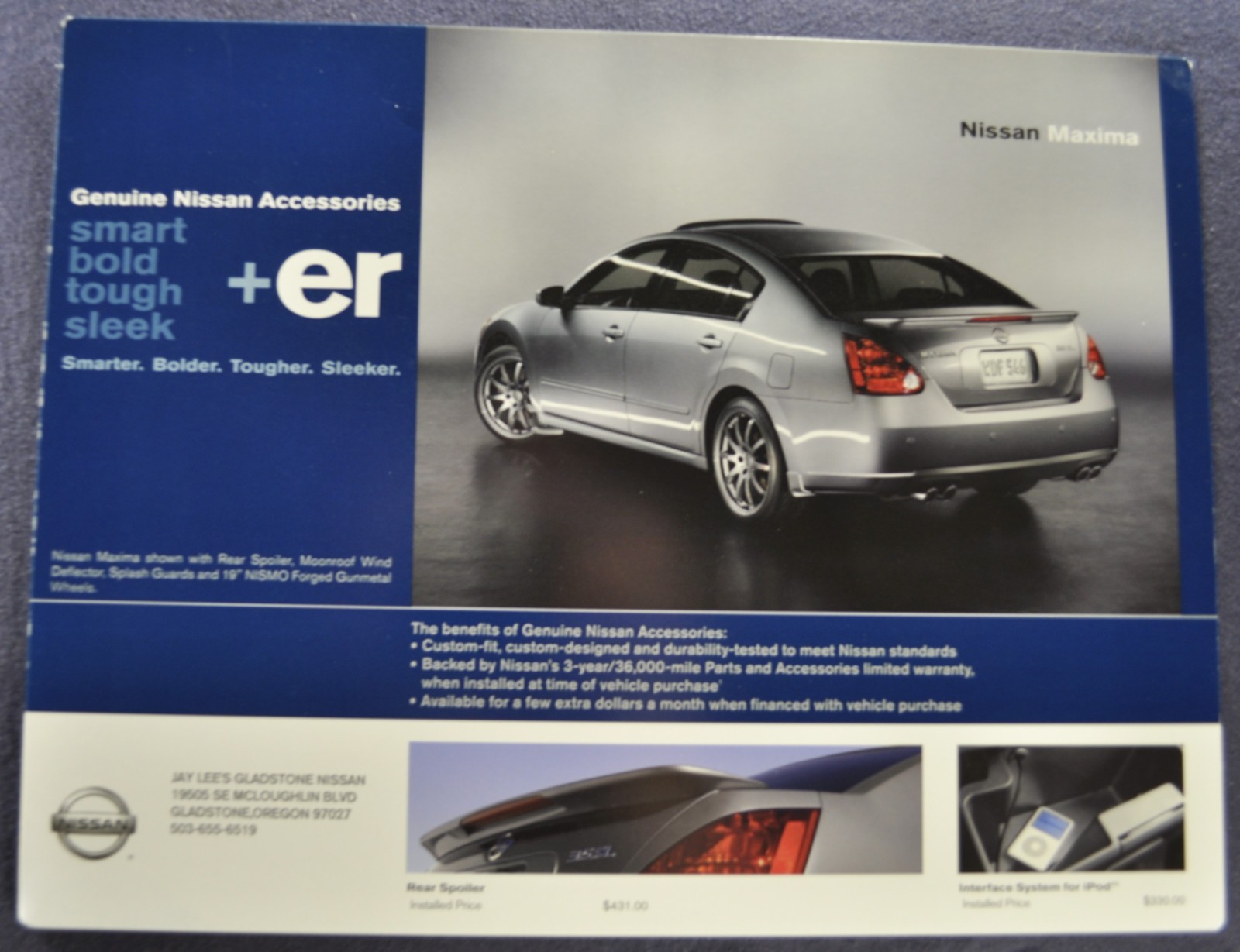 2007 Nissan Maxima Sedan Accessories Brochure Sheet Excellent Original 07