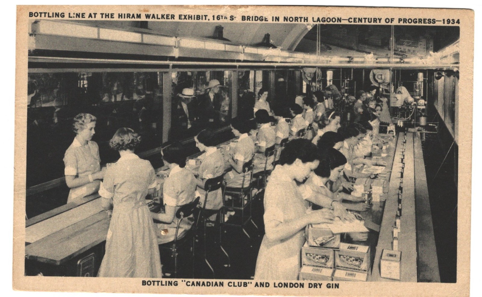 1934 Canadian Club Bottling Line Century of Progress Postcard