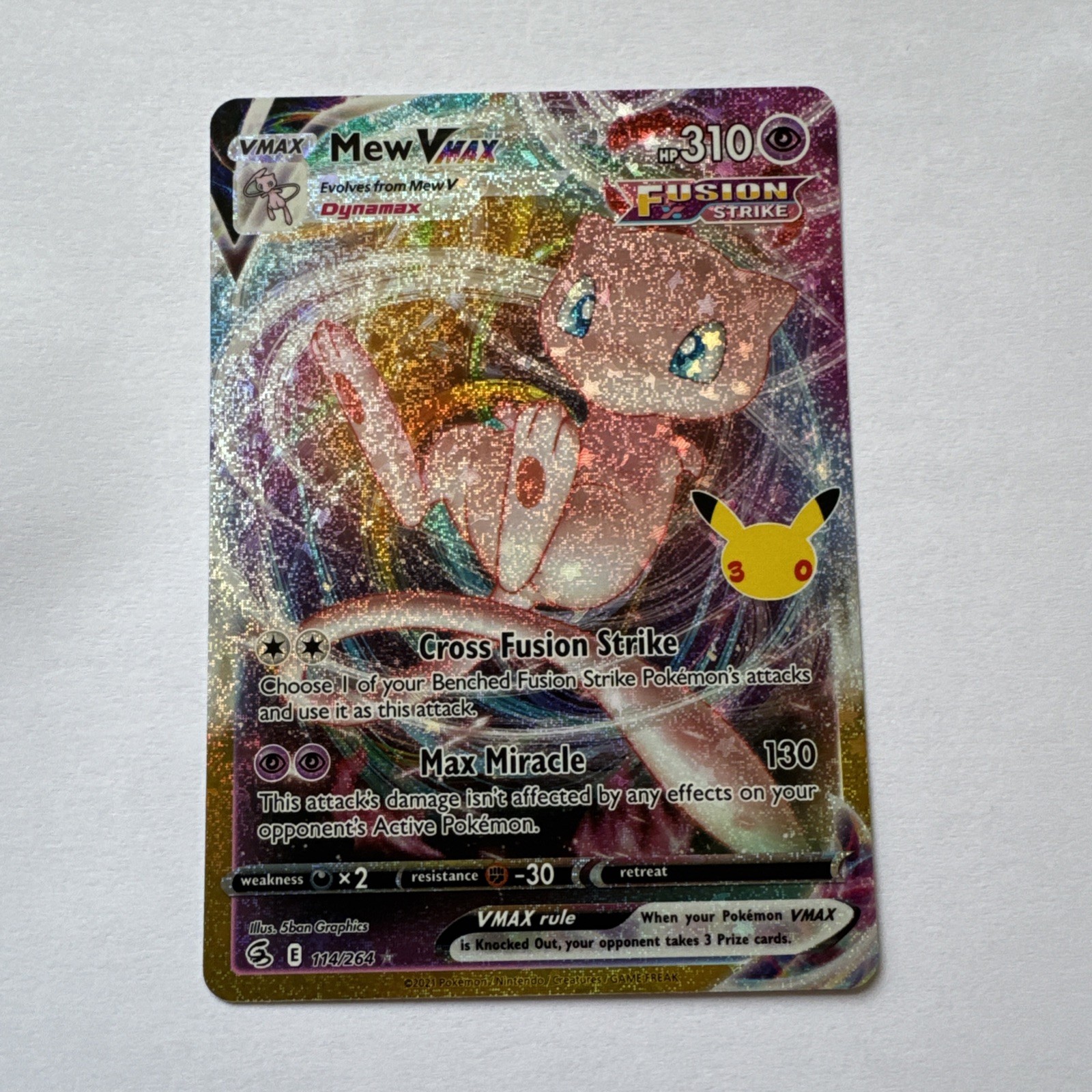Mew VMAX 114/264 Me: 30th Celebration Ex-01 Booster: Classic Collection Holo