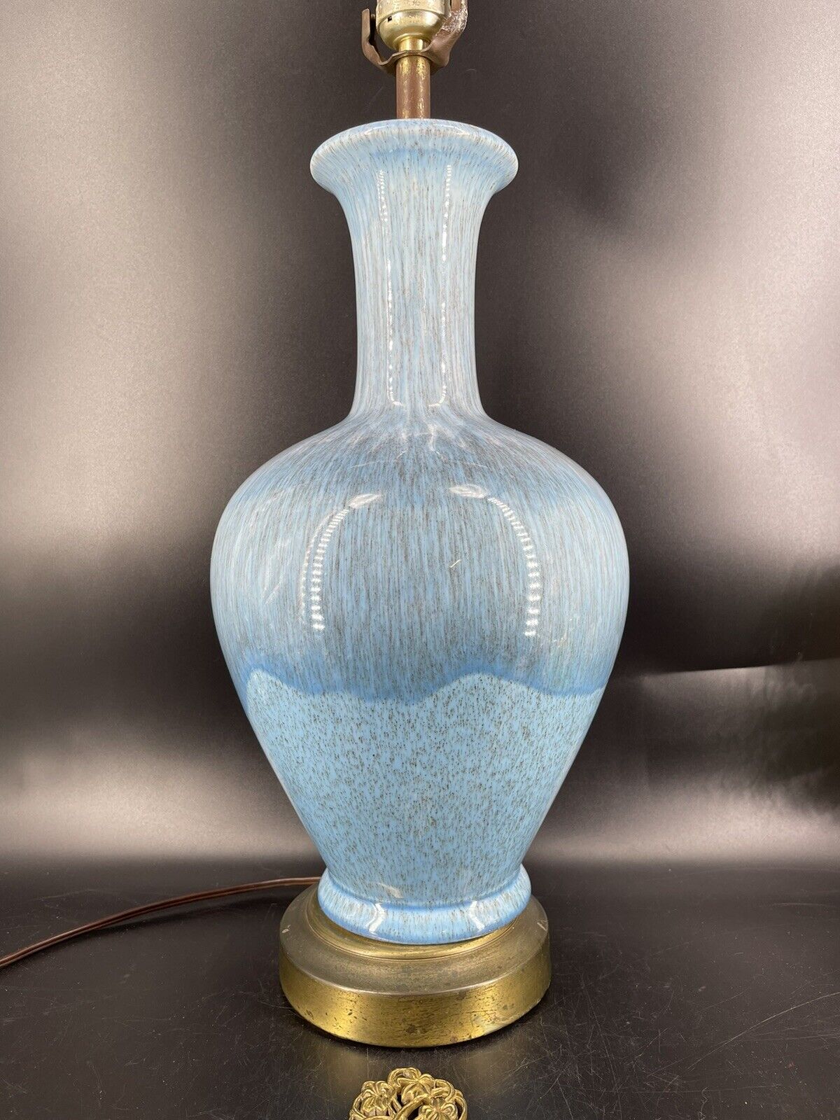 Royal Haeger Pottery Blue Drip Glaze Table Lamp Vintage MCM