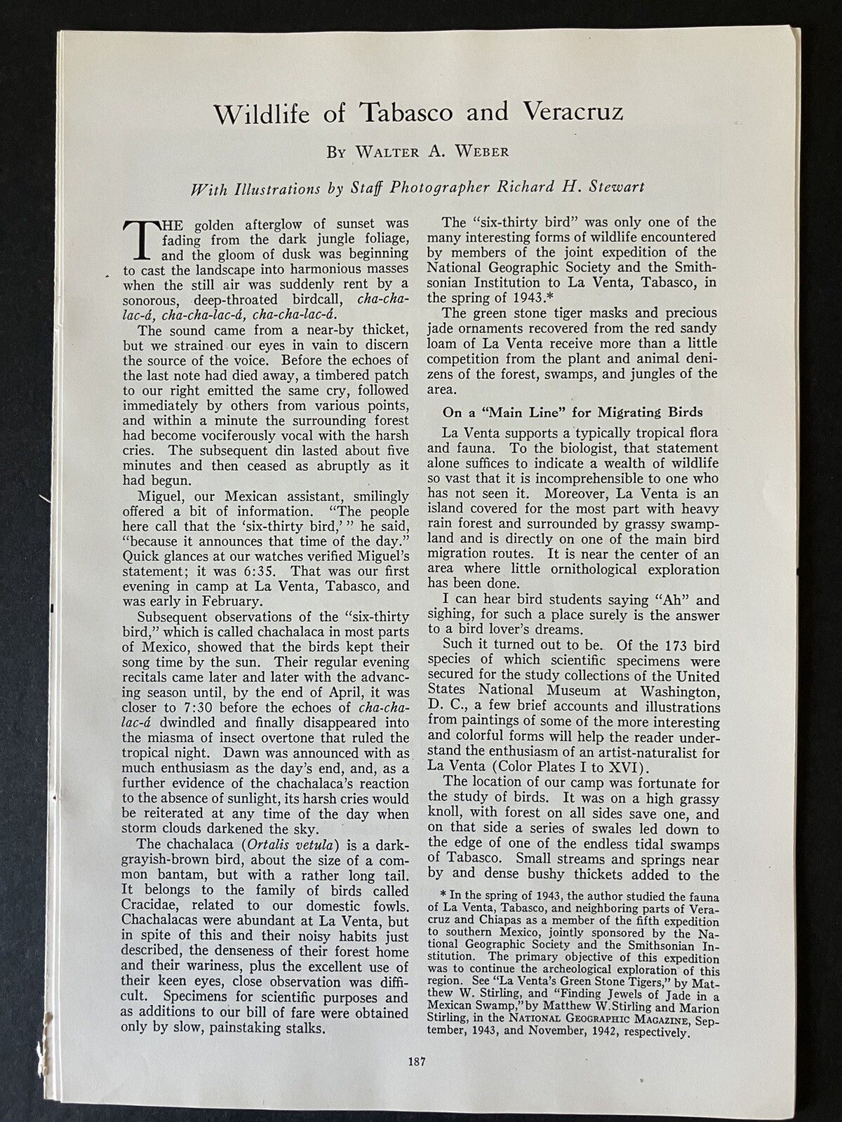 1945 Nat. Geo. Vtg Article Wildlife of Tabasco and Veracruz by Walter Weber 1945 Nat. Geo. Vtg Article Wildlife of Tabasco and Veracruz by Walter Weber