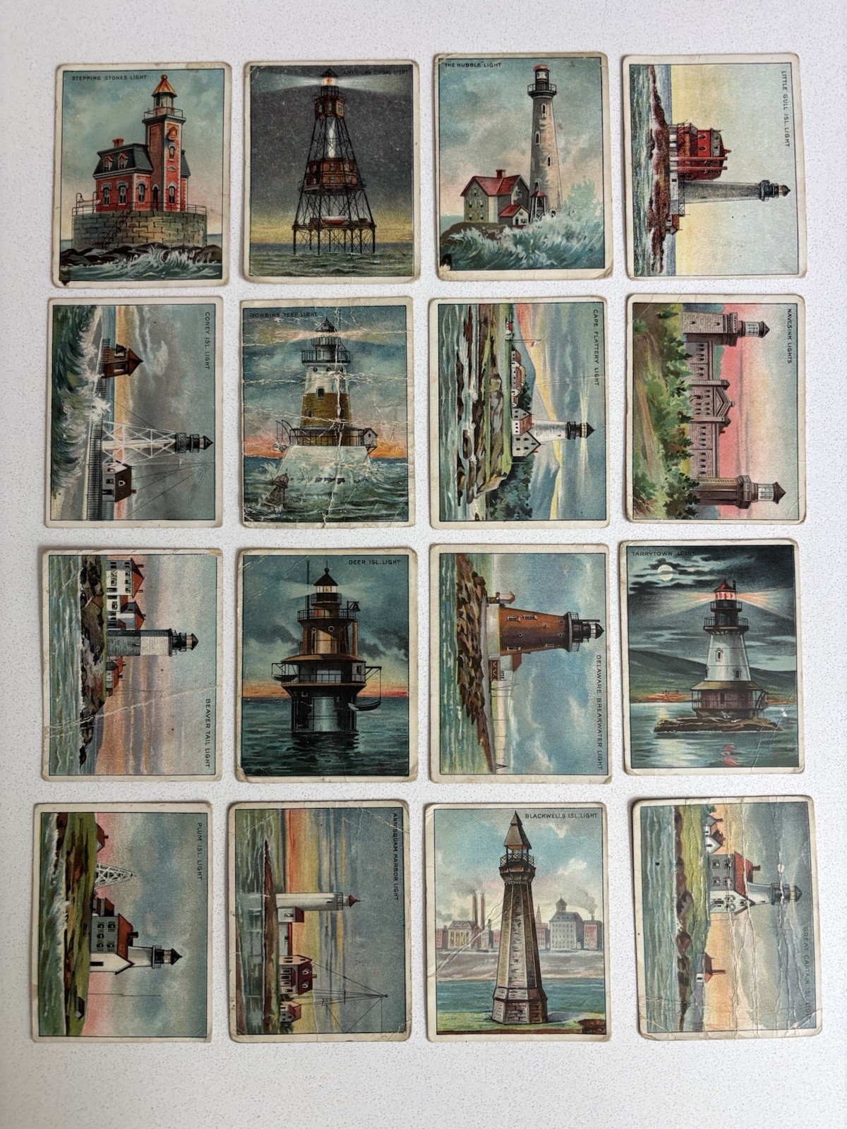Hassan Tobacco Cigarette Cards 1911 Lighthouse Series Lot of 16 Cards Hassan Tobacco Cigarette Cards 1911 Lighthouse Series Lot of 16 Cards