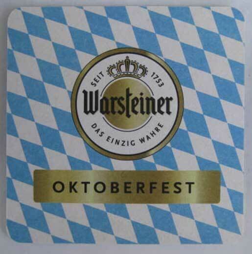 WARSTEINER OKTOBERFEST 4 inch 2-sided Beer COASTER, MAT, GERMANY