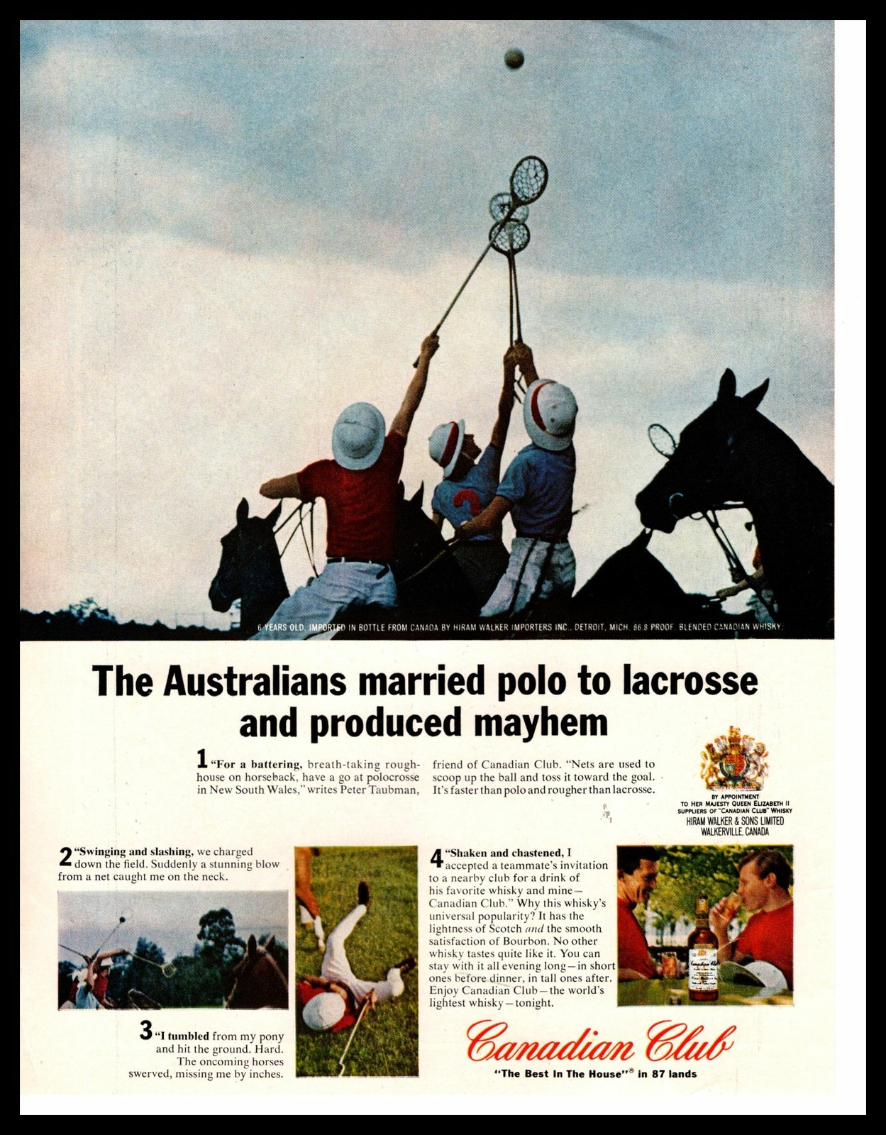 1966 Canadian Club Whisky New South Wales Australia Polo Club Print Ad