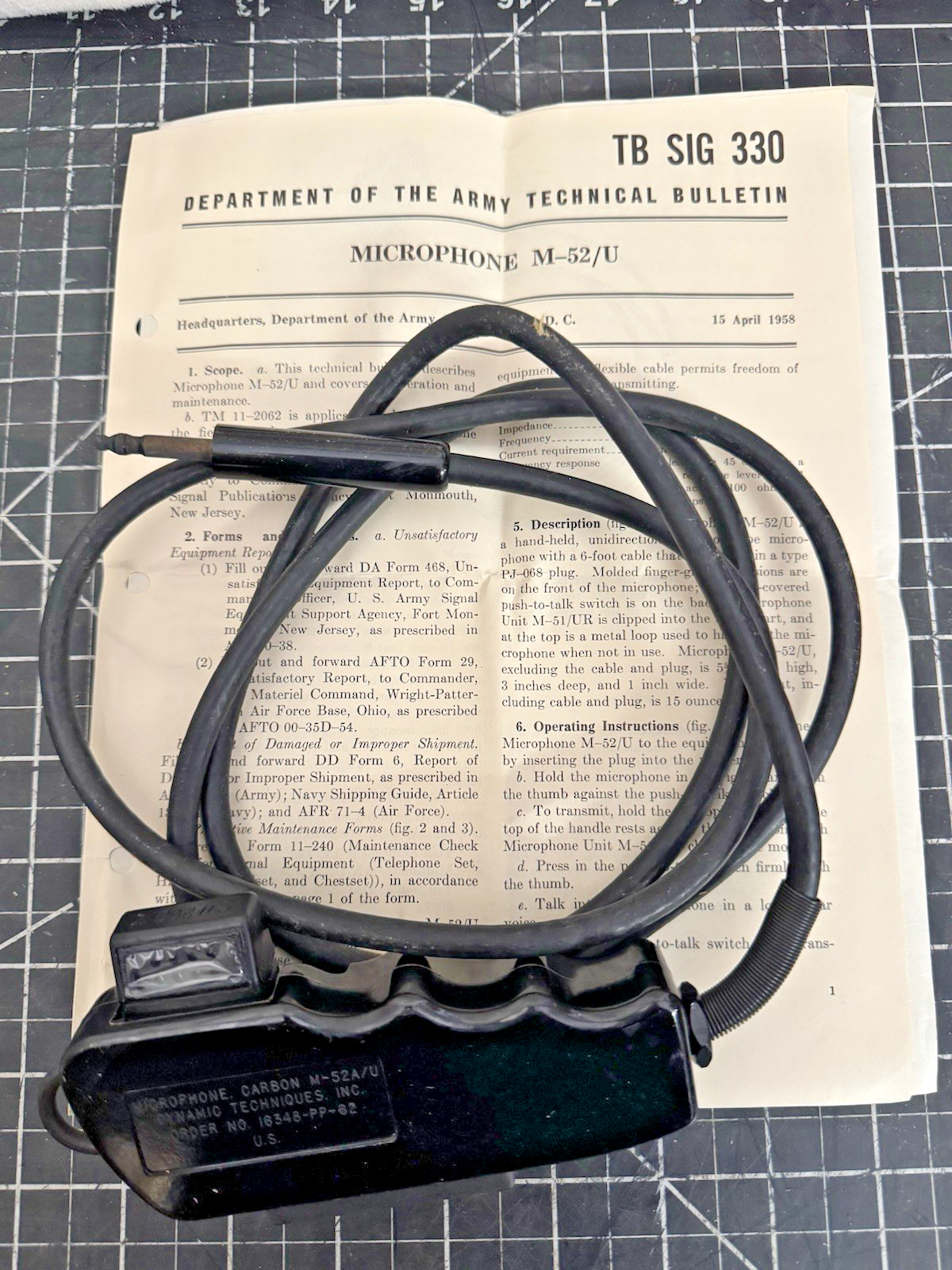 NOS Military M52A/U Carbon Microphone – Sonetronics – U.S. Issue