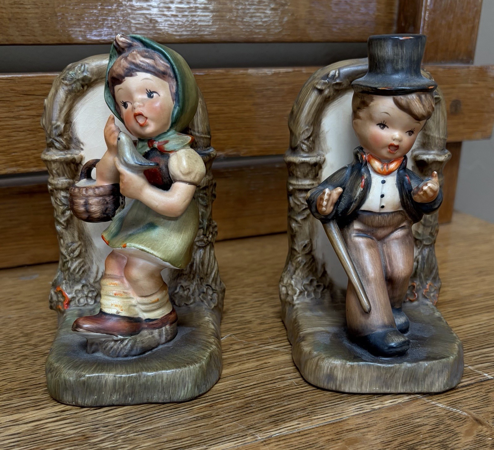 VTG 1950’s Napco Hummel Ceramic Boy Girl Bookends Japan AH3451b/c