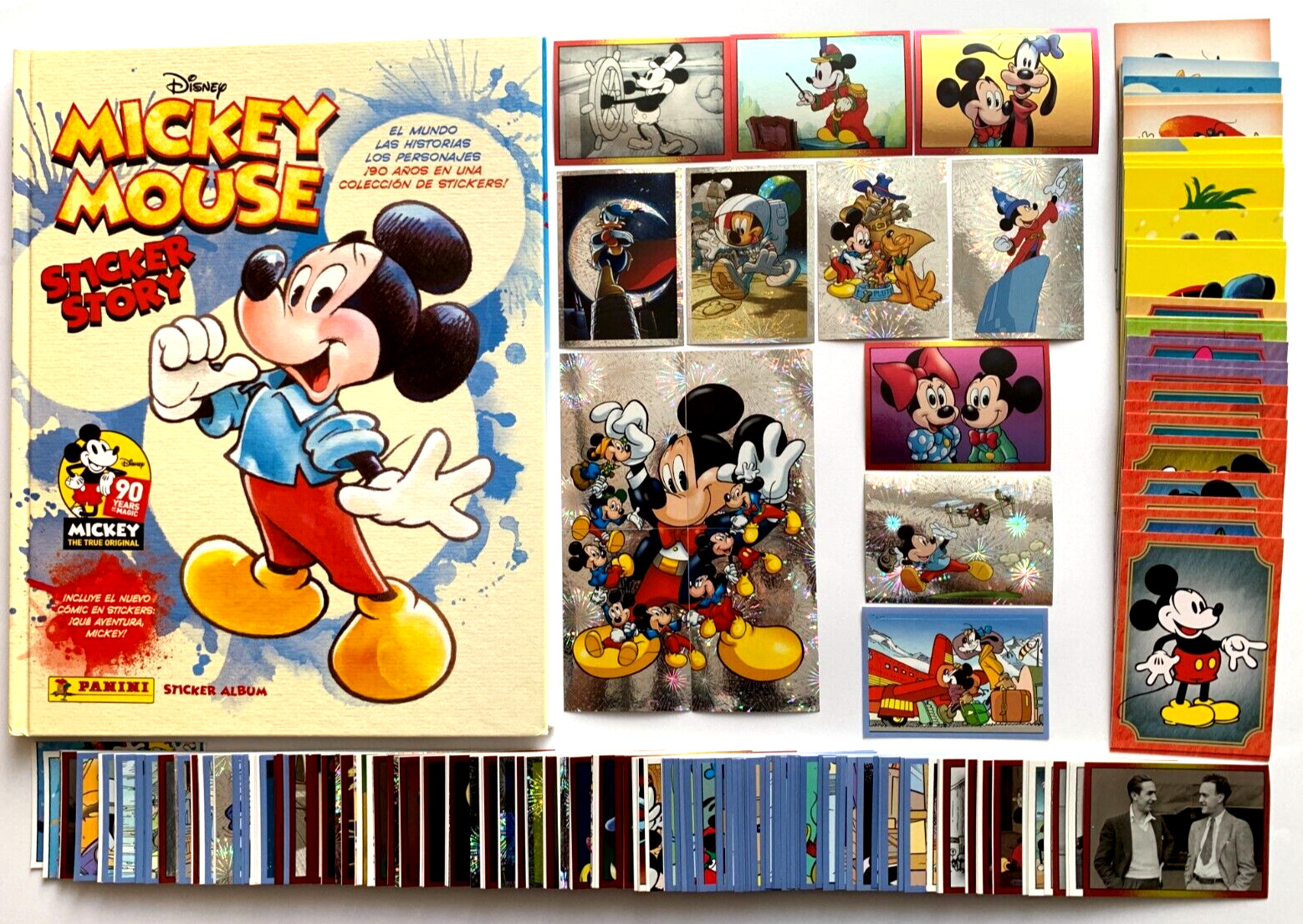 2018 ALBUM MICKEY MOUSE 90th Anniversary Panini Hardcover + Full Set + Cards