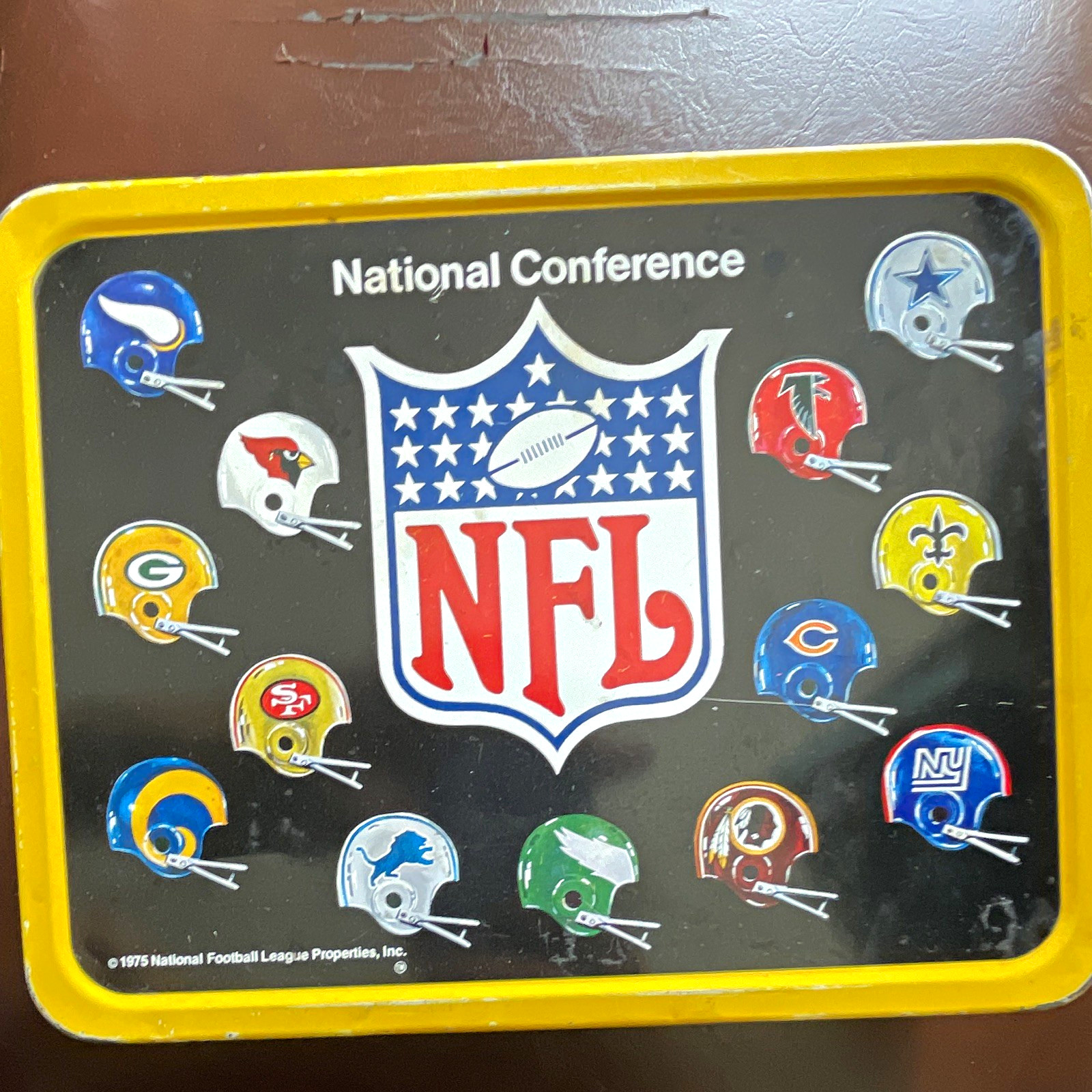 NFL National Conference Metal Lunchbox w/ 8 oz Thermos King-Seeley 1975