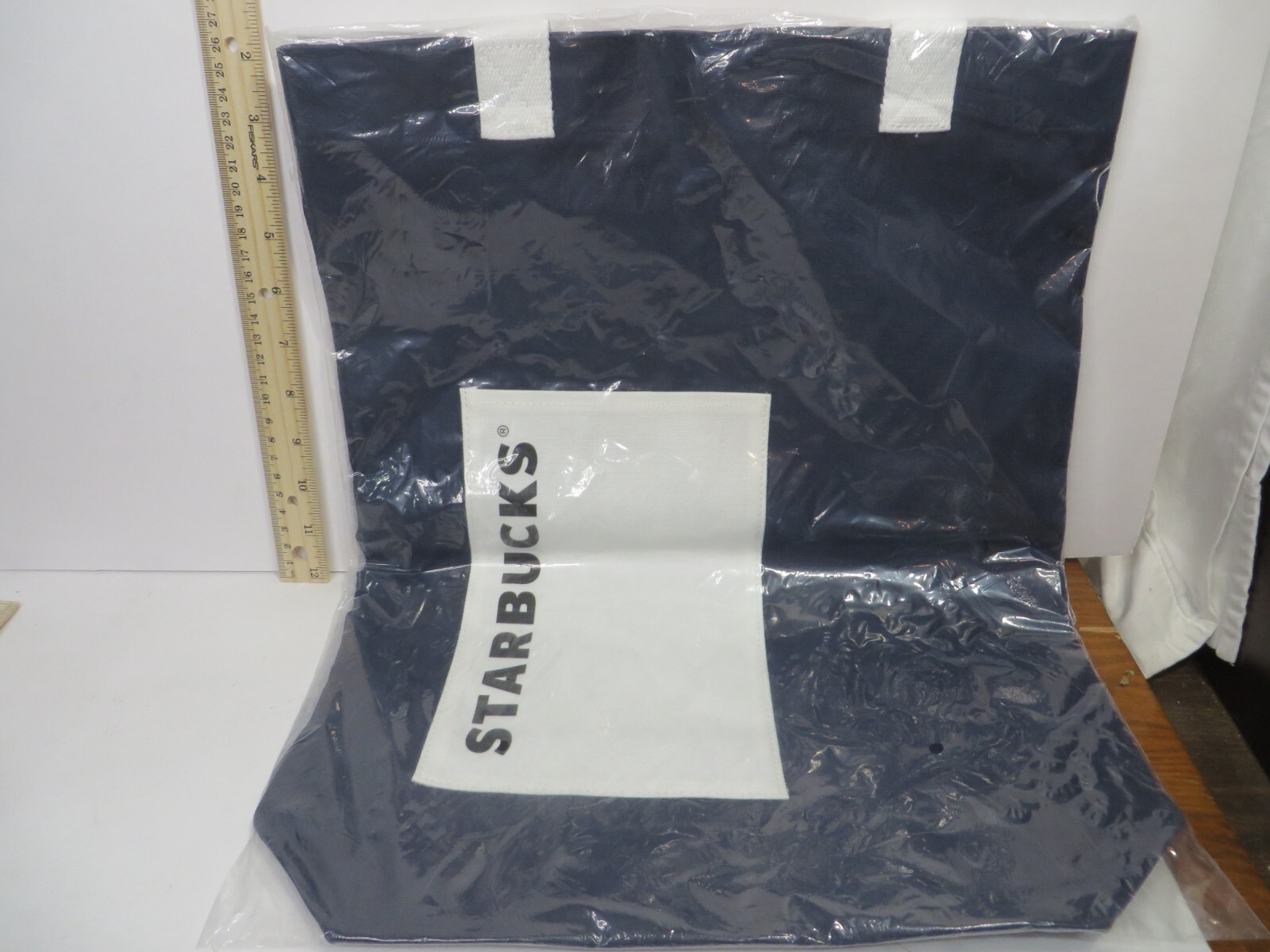 Starbucks Thailand Blue Navy Canvas Logo Tote Bag Front Pocket New in Package