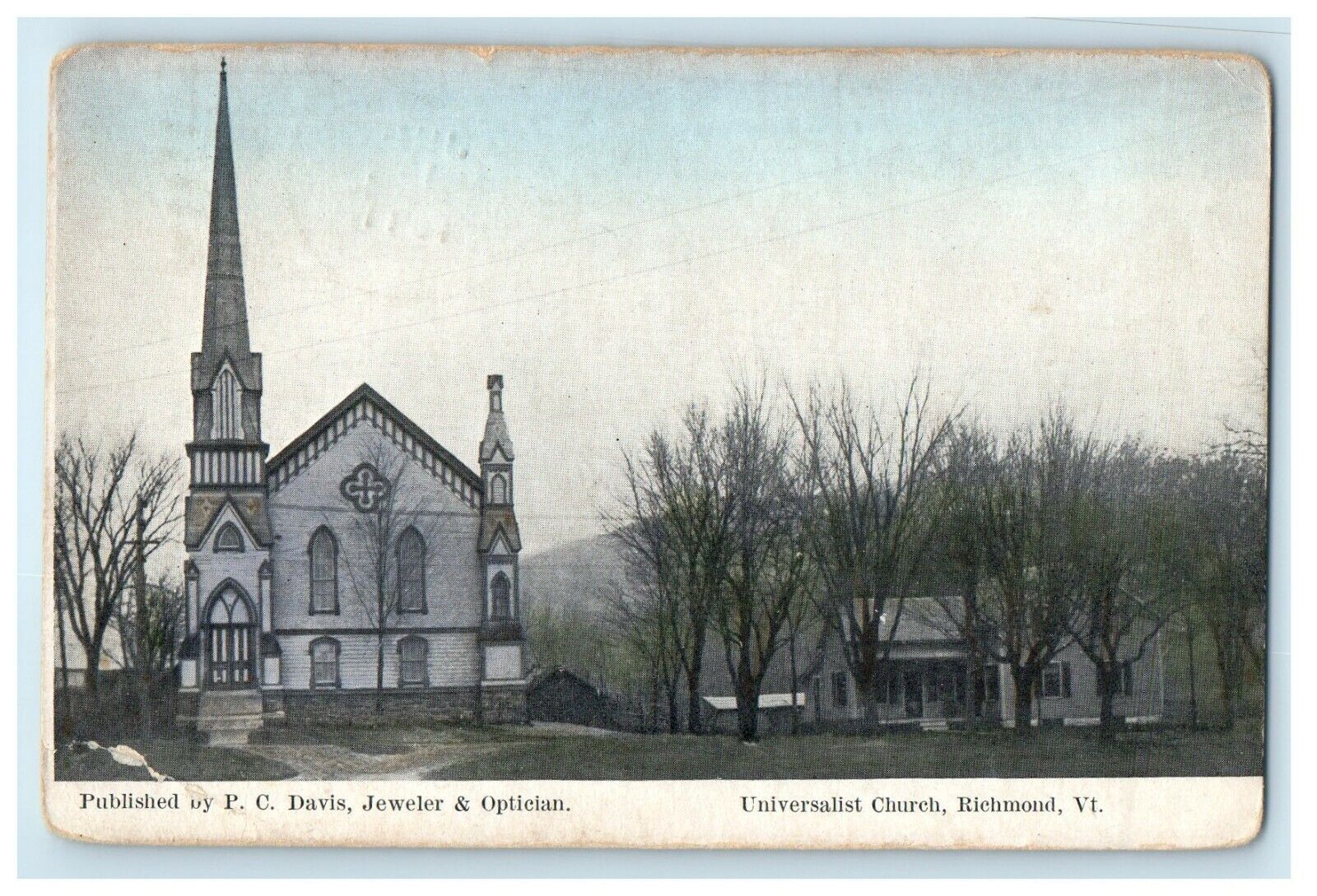 1911 Universalist Church View, Richmond Vermont VT Antique Posted Postcard