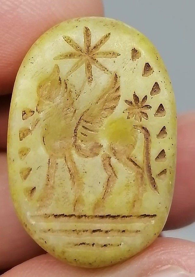Ancient Yellow Stone Pegasus Seal Pendant Winged Horse Intaglio Amulet Roman Ancient Yellow Stone Pegasus Seal Pendant Winged Horse Intaglio Amulet Roman