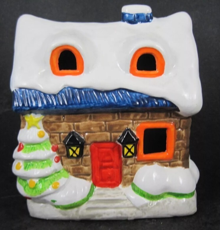  Earthenware Lighted Village House CHRISTMAS HOLIDAYS tested Vtg 