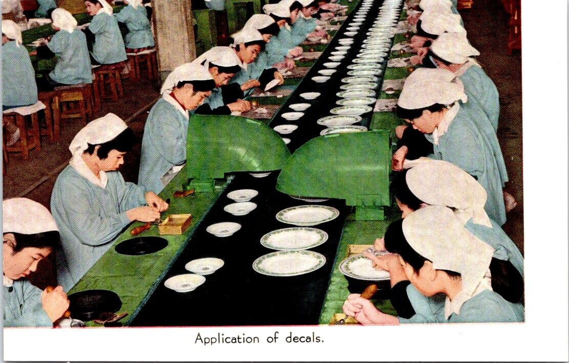 Noritake CHINA Assembly Line, Japan, FACTORY Tableware Advertising Postcard