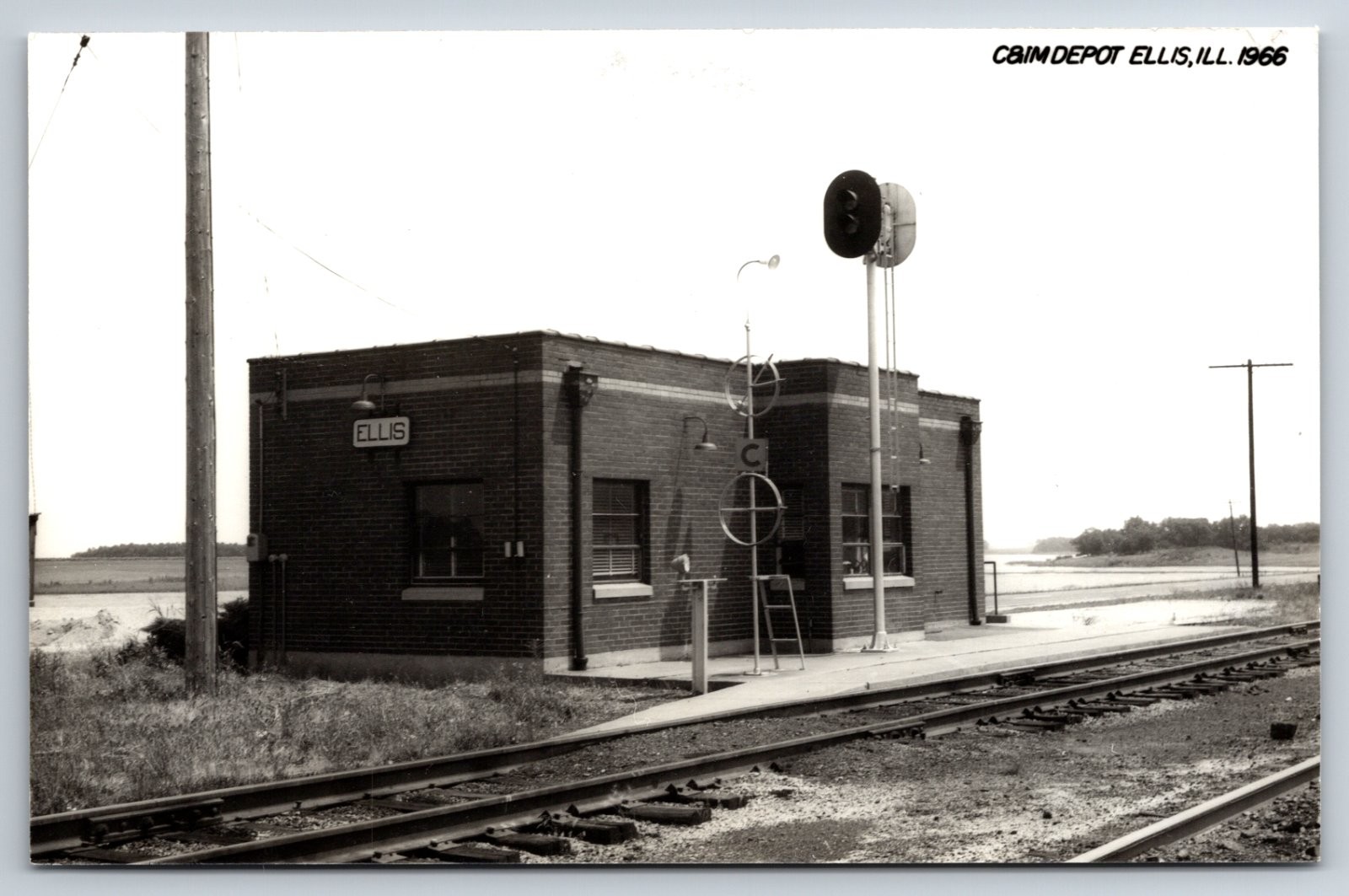Ellis Illinois C&IM Railroad Depot Train Station 1966 Real Photo RPPC