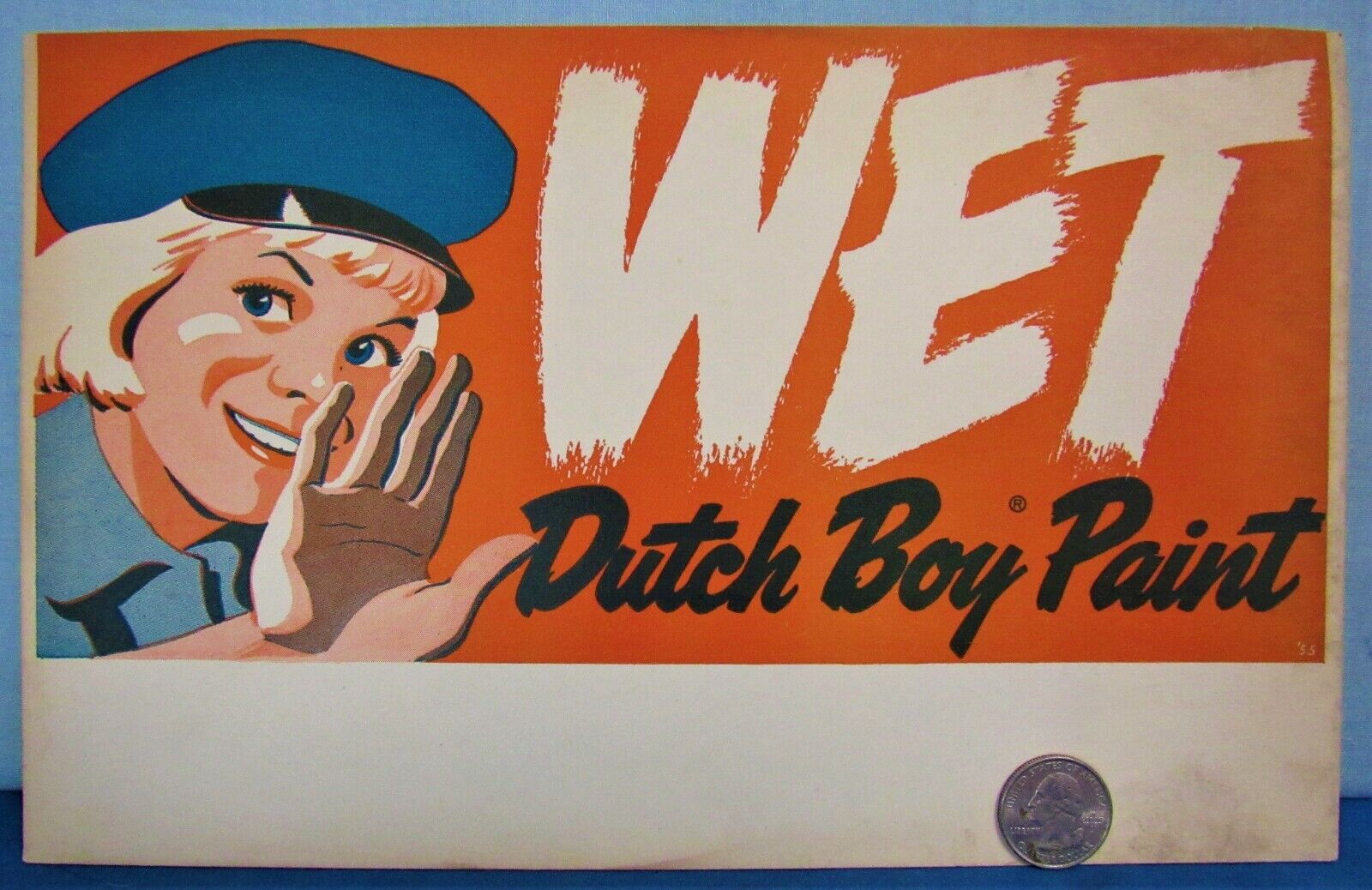 Dutch Boy ~ Wet Paint Sign ~ Colorful Cardboard ~ 1955
