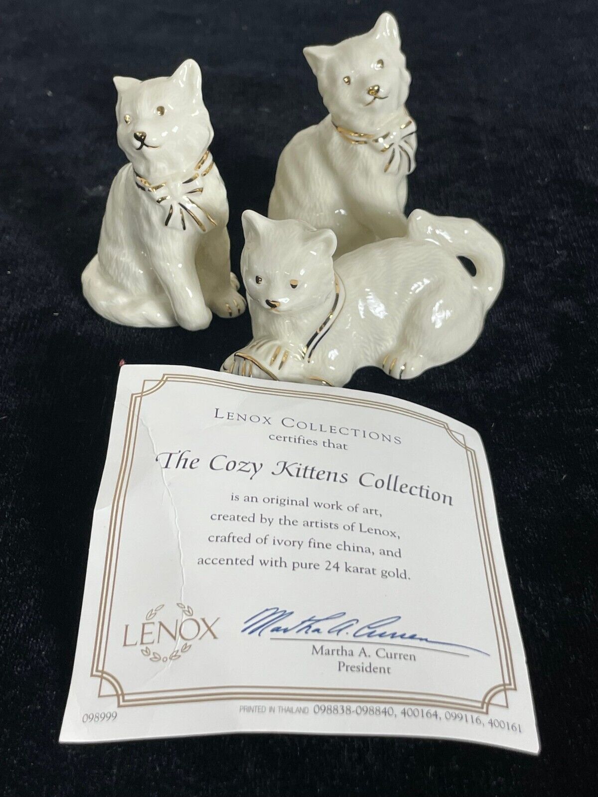 Complete Lenox Vintage  Collection Of Three Cozy Kittens