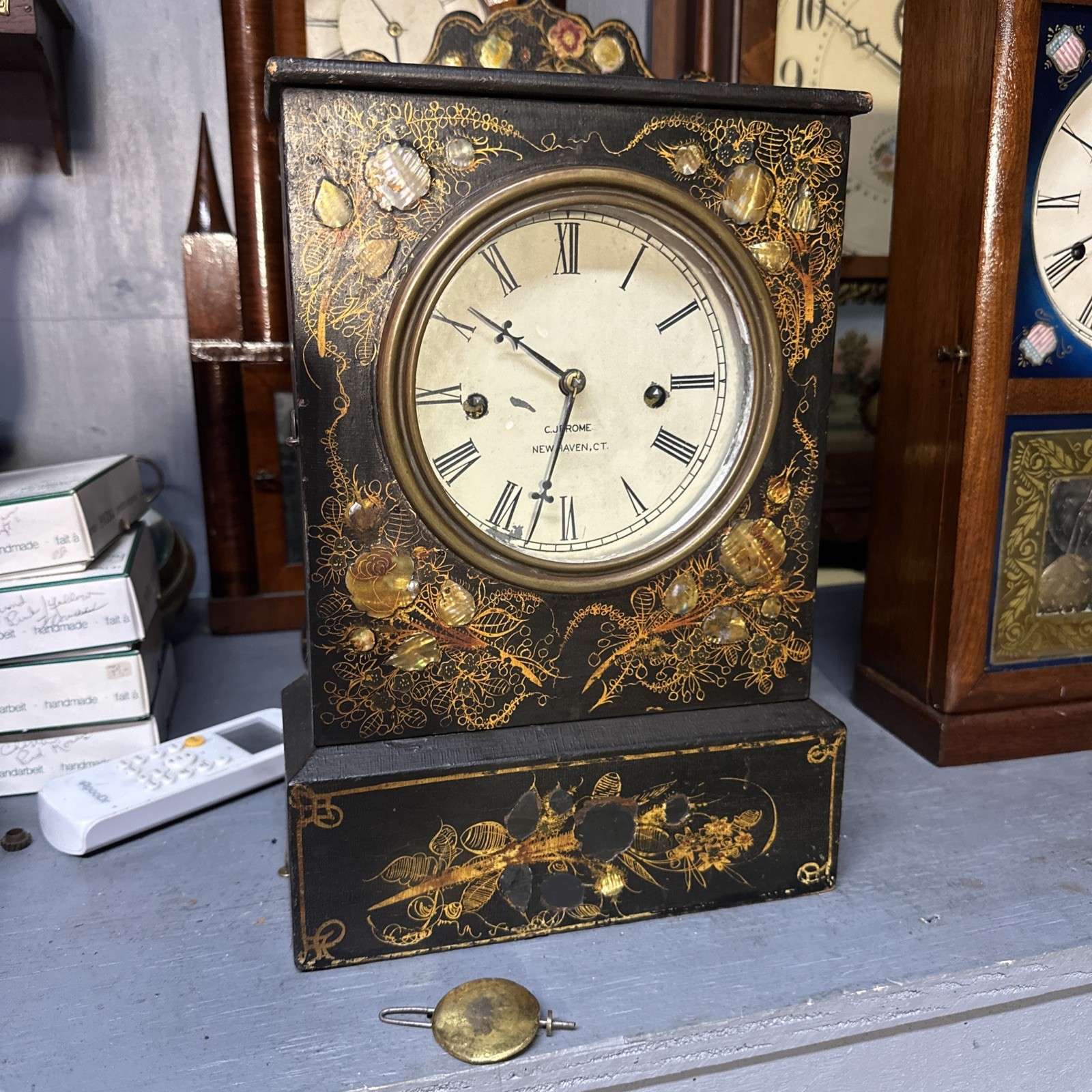 Rare 1850’s  C. Jerome Tole Painted Union Clock
