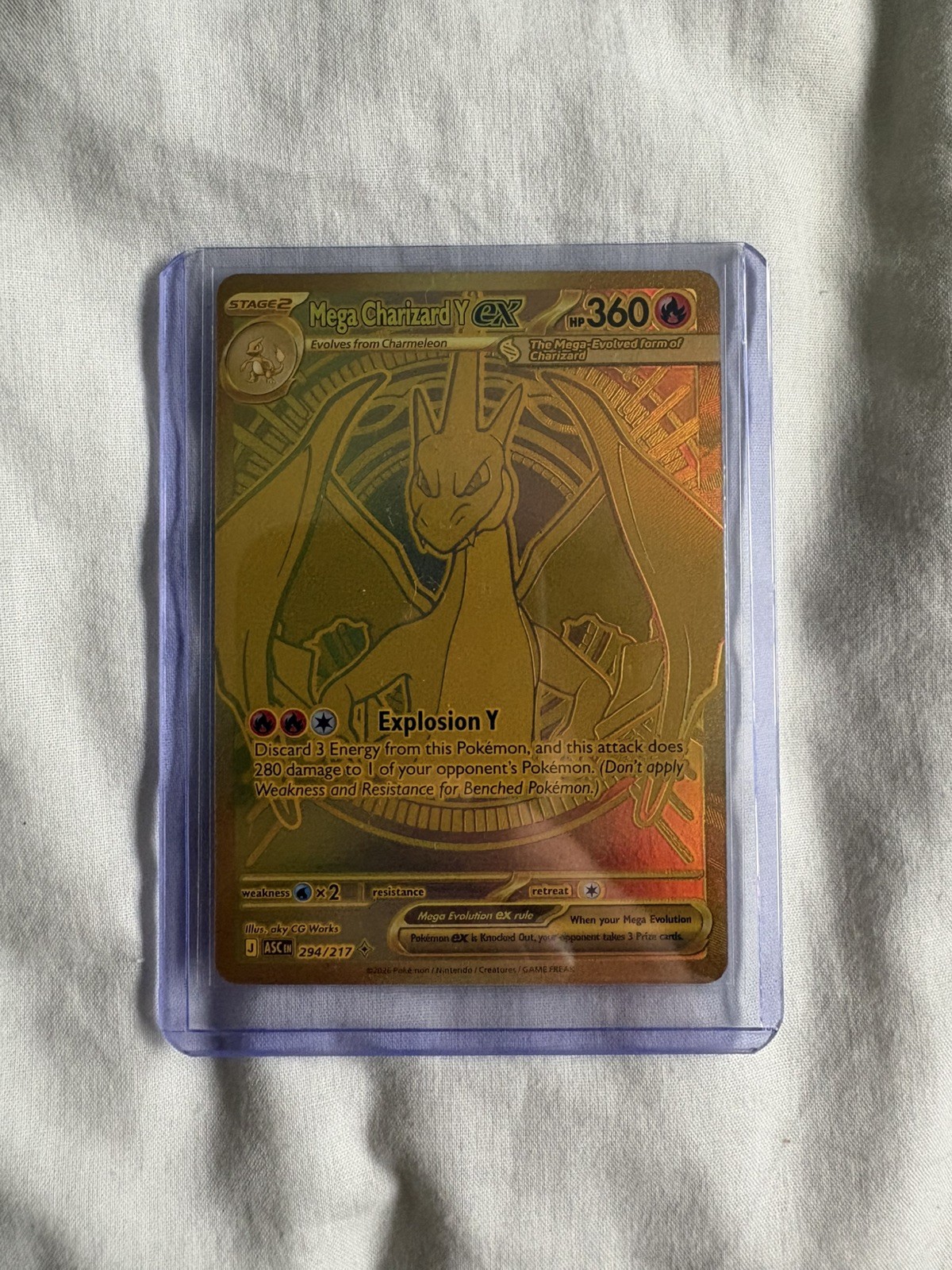 Mega Charizard Y ex 294/217 Gold Ascended Heroes Full Art Pokemon NM/M