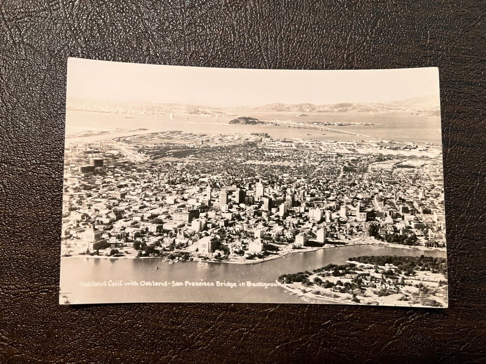 RPPC Oakland California Airplane View of the City & Bay Area 1930s era