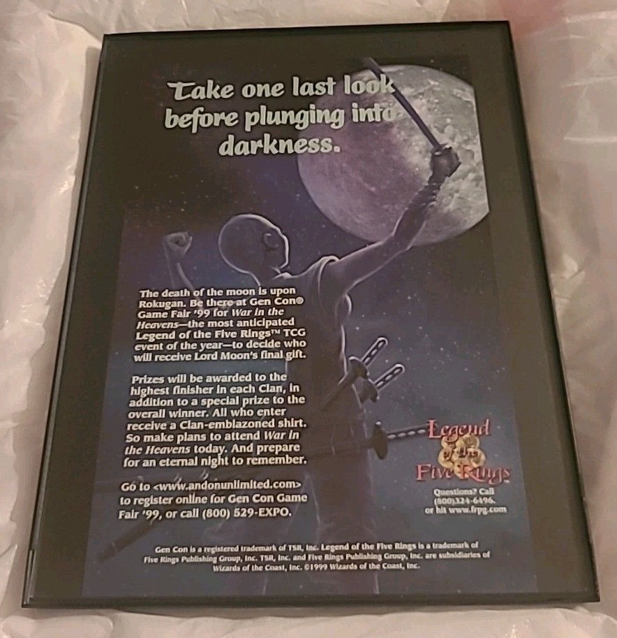 Legend Of The Five Rings TCG CCG Print Ad 1999 Framed 8.5x11  Vintage