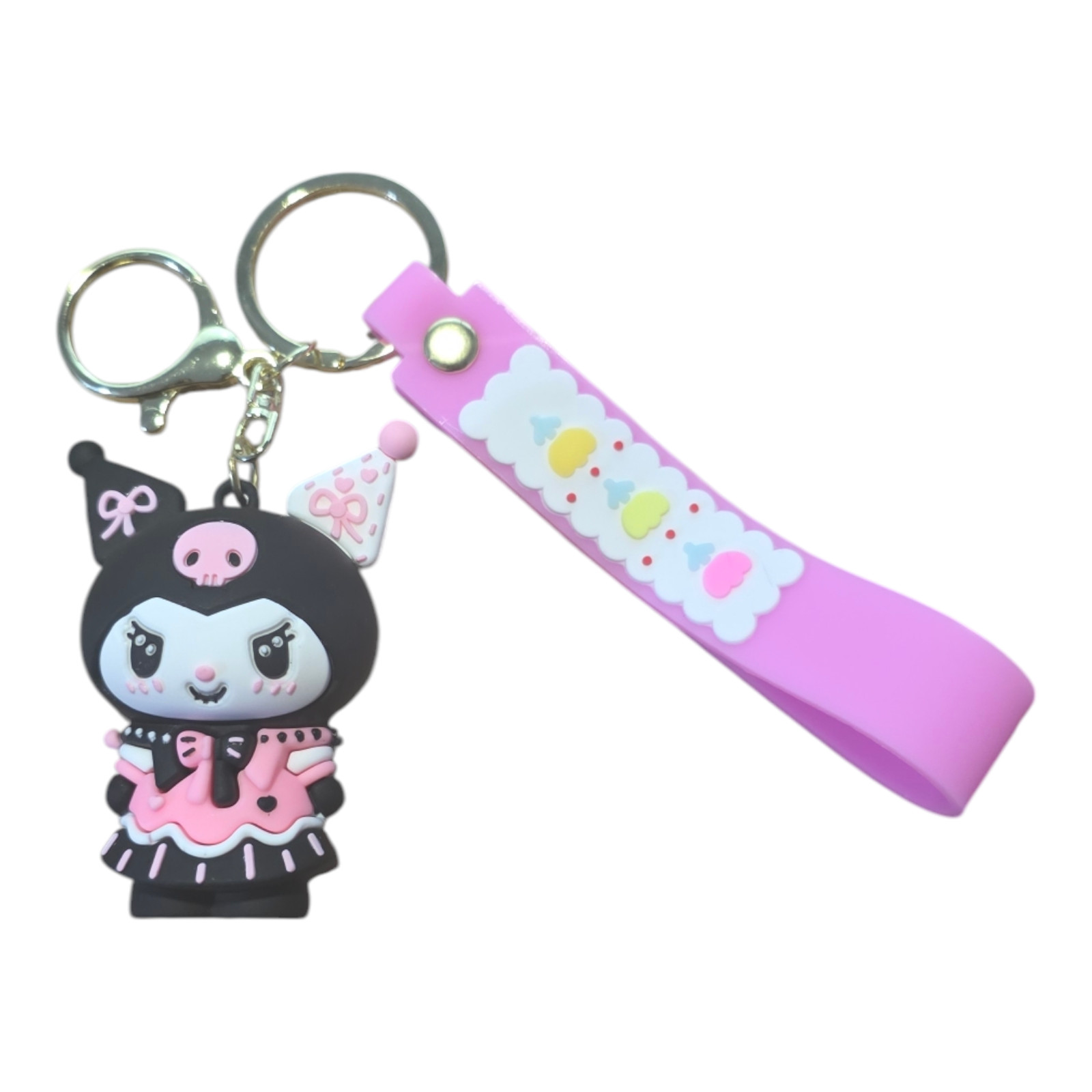 Sanrio 3D Figure Kuromi Keychain Purse Backpack Zipper Charm New 