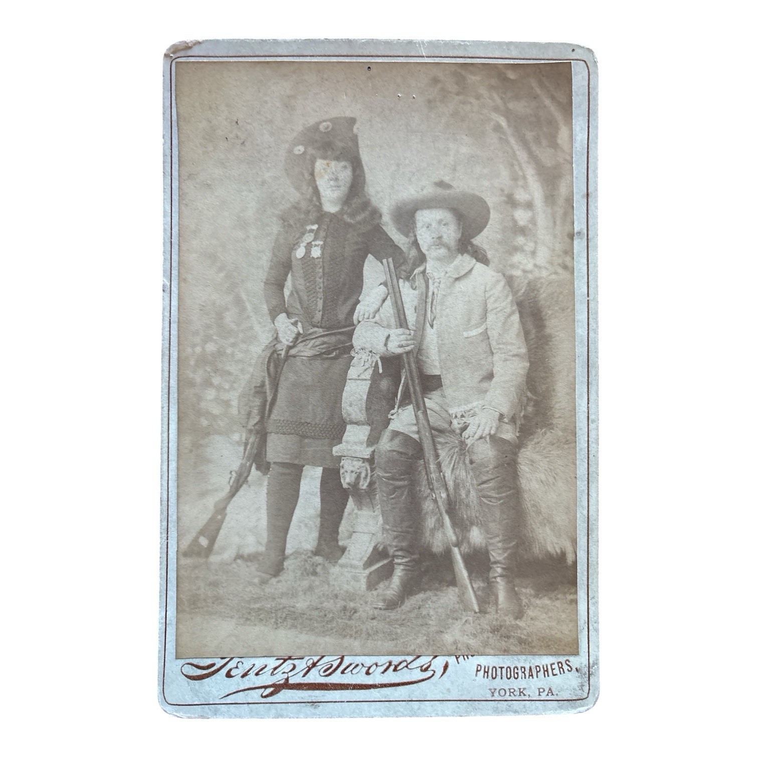 Pawnee Bill & May Lillie Antique Cabinet Card Photo Pentz & Swords York PA