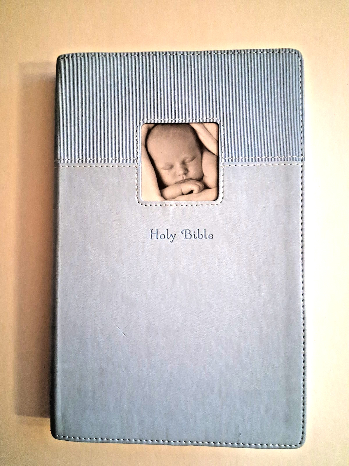 NIV Baby Gift Bible Leathersoft Blue Duotone Keepsake Memory First Year Book