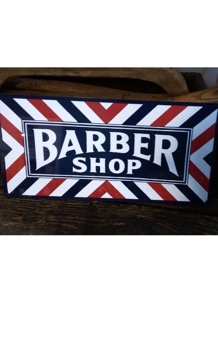 Barber shop metal sign vintage image retro Red White Blue 6 x 12 50027. New