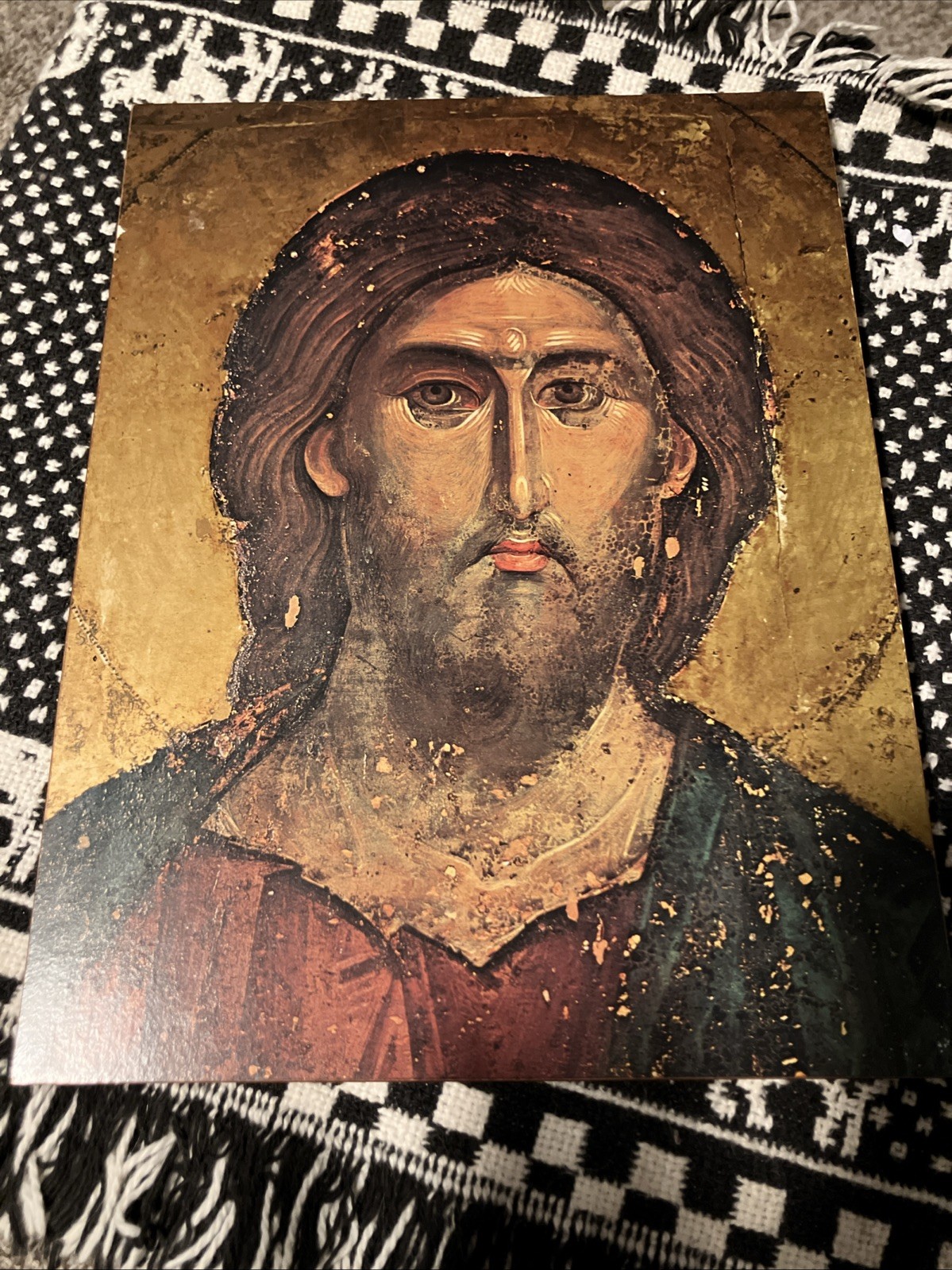 Vintage Christus Pantokrator Germany On Wood Print Wall Art Religious Catholic