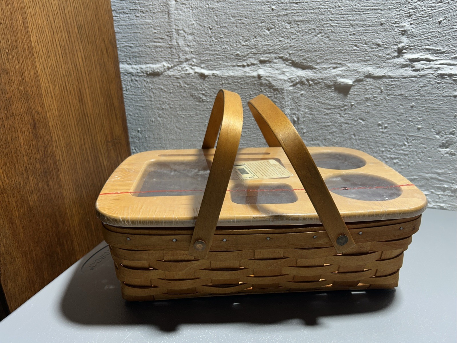 Longaberger 2000 Medium Gathering Basket, Protector & Car New Caddy Lid
