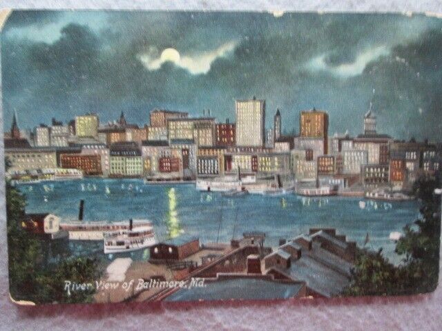 Antique River View Of Baltimore, Maryland Postcard