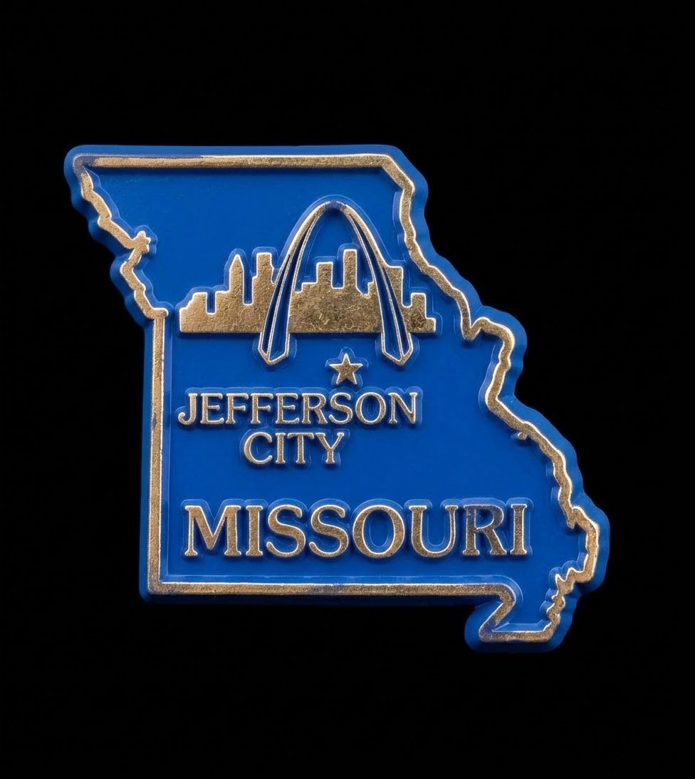 Vintage Missouri State Souvenir Magnet - Jefferson City Gateway Arch Skyline
