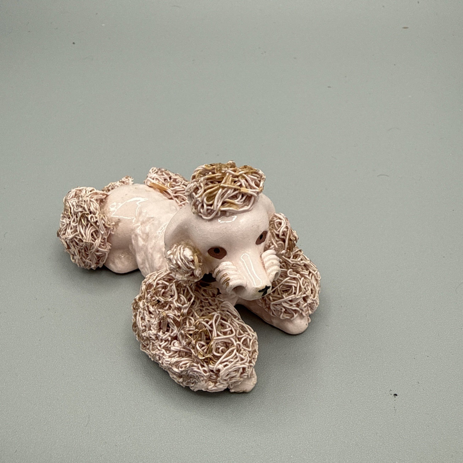 Ceramic Pink Poodle Porcelain Spaghetti 3.5