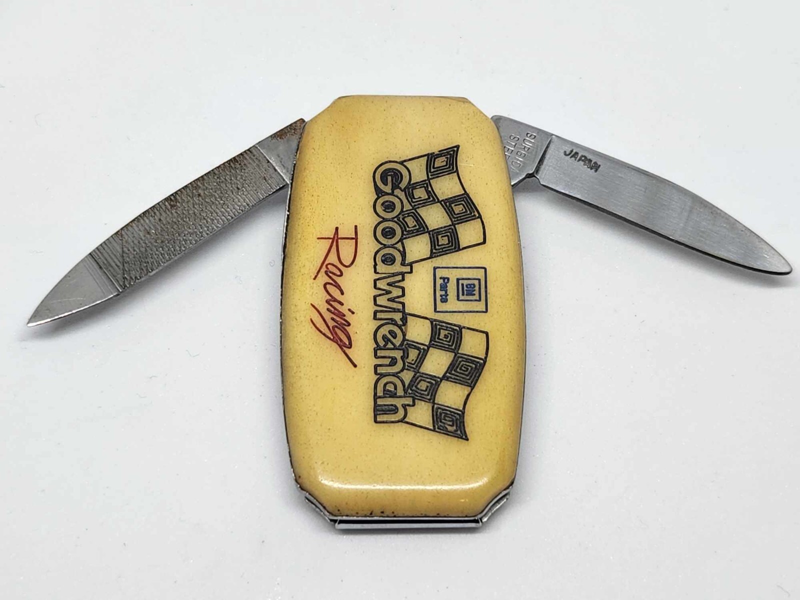 Japan Surgica Steel Goodwrench Racing Advertising Pocket Knife File Japan Surgica Steel Goodwrench Racing Advertising Pocket Knife File