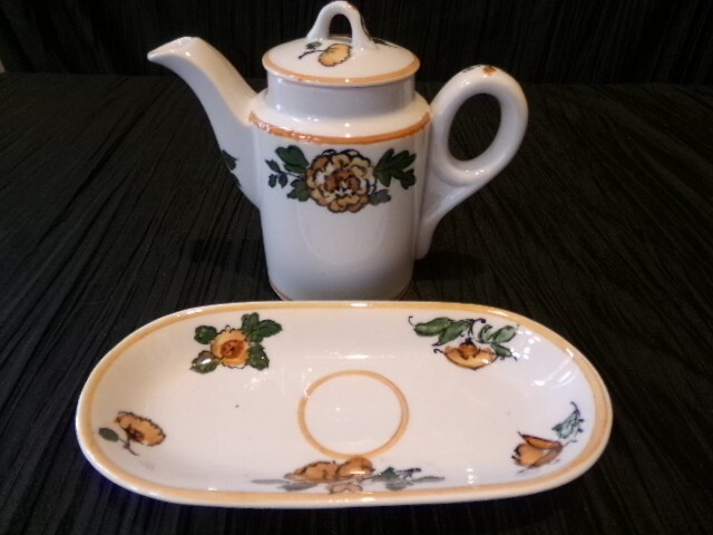 Syracuse China Peasantry O.P.CO. RR ? Coffee Pot or Teapot & Relish Celery Dish