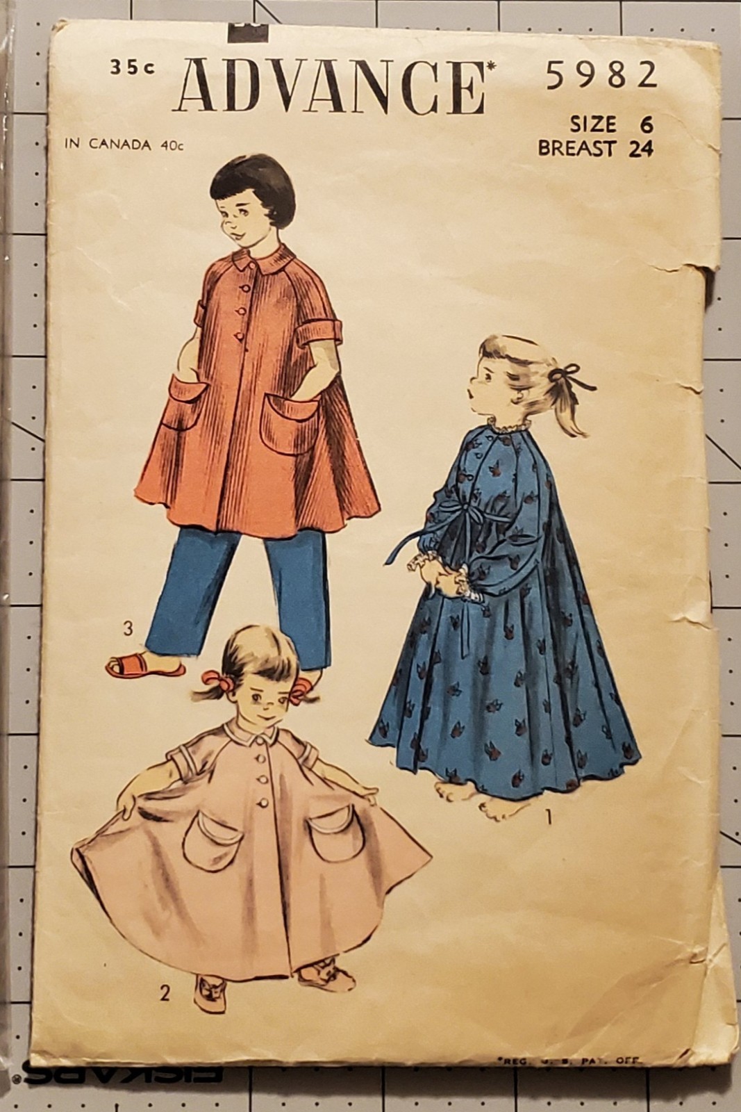 Vintage 1940s Advance Children's Sewing Pattern Size 6 Robe Never Used Vintage 1940s Advance Children's Sewing Pattern Size 6 Robe Never Used