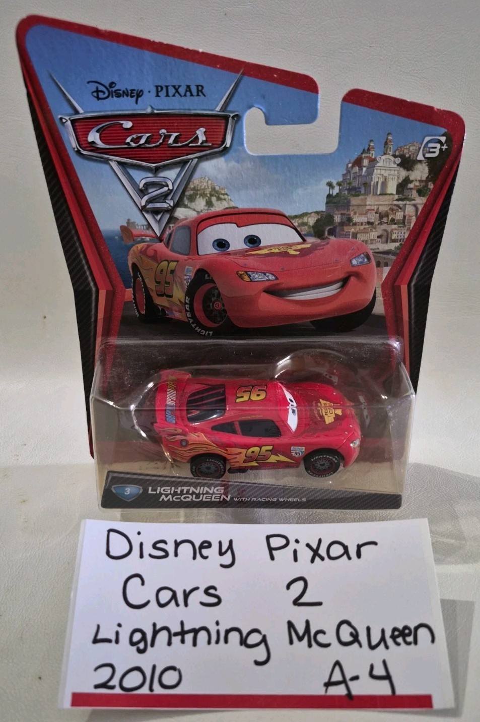 Disney Pixar Cars 2 Lightening McQueen  Racing Wheels #3 Red Mattel 2010 Read ⬇️