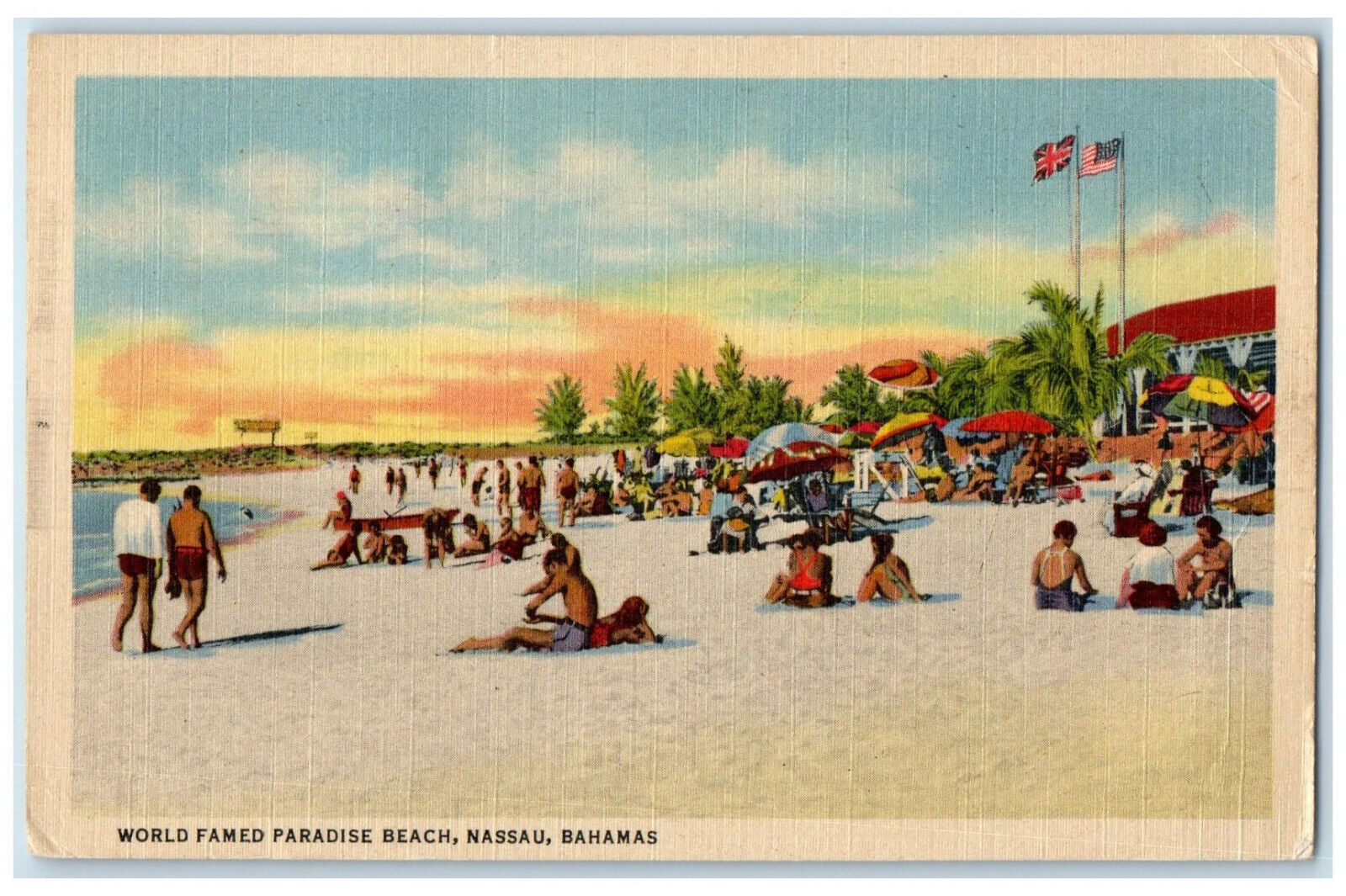 c1940's Queen Steamer Paquebot Beach in Nassau Bahamas Posted Postcard