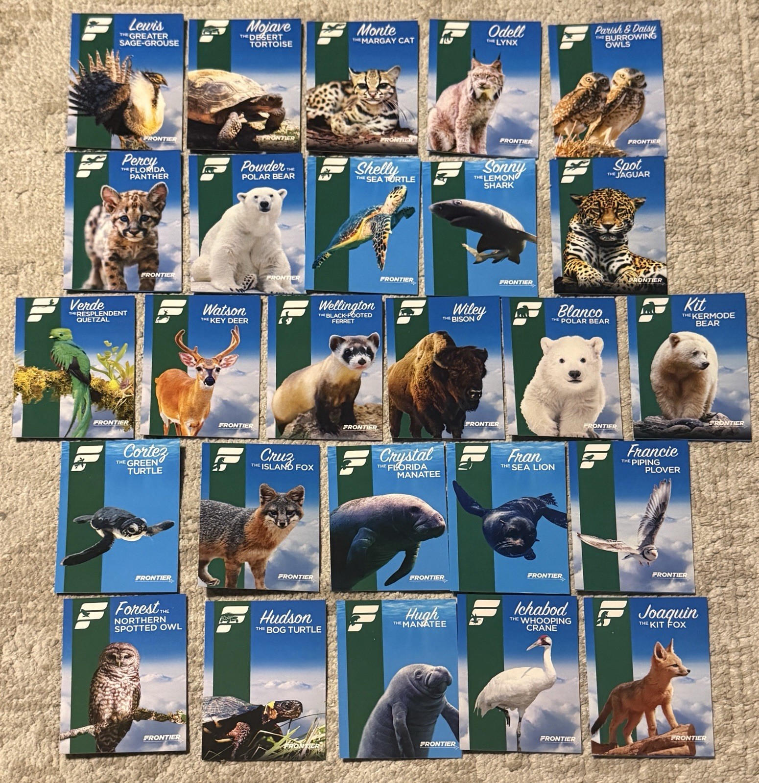 FRONTIER AIRLINES COMPLETE 26 CARD TRADING CARD SET 