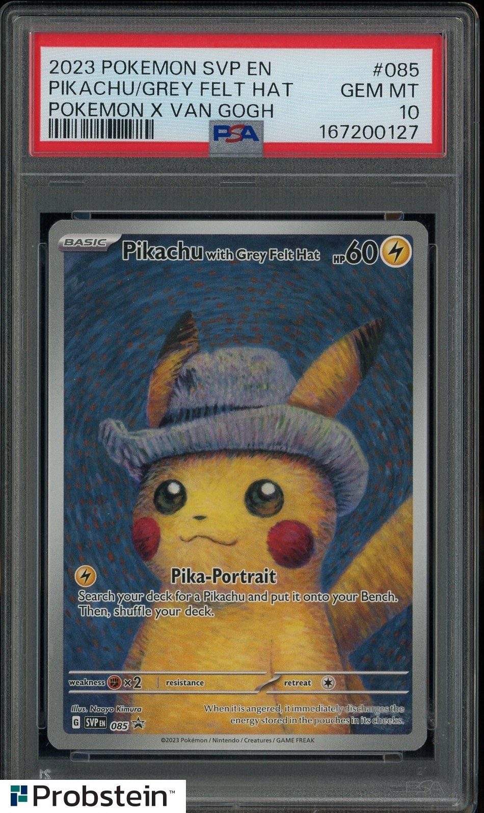 2023 Pokemon SVP EN Pokemon X Van Gogh #085 Pikachu With Grey Felt Hat PSA 10