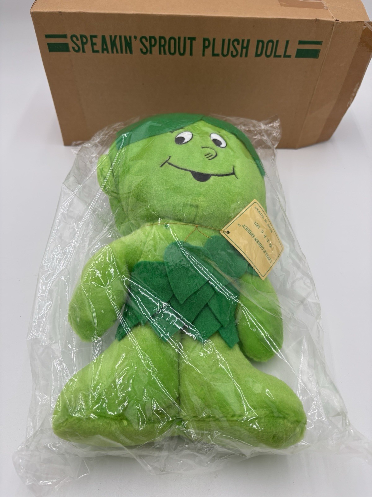 Vintage 1971 Jolly Green Giant Speakin\' Sprout Plush Doll Sealed Tag Box 14\